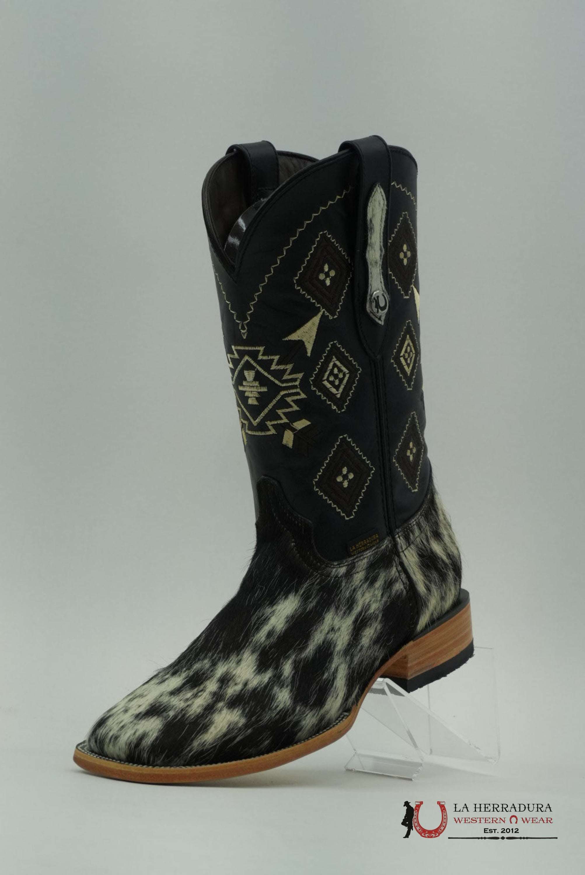 LA HERRADURA MEN BOOT COWHIDE BLACK / WHITE (EVERY PAIR IS UNIQUE) BOTAS HOMBRES
