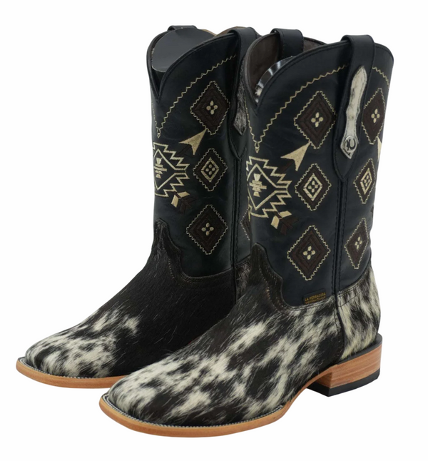 LA HERRADURA COWHIDE BLACK / WHITE (EVERY PAIR IS UNIQUE) MEN BOOT