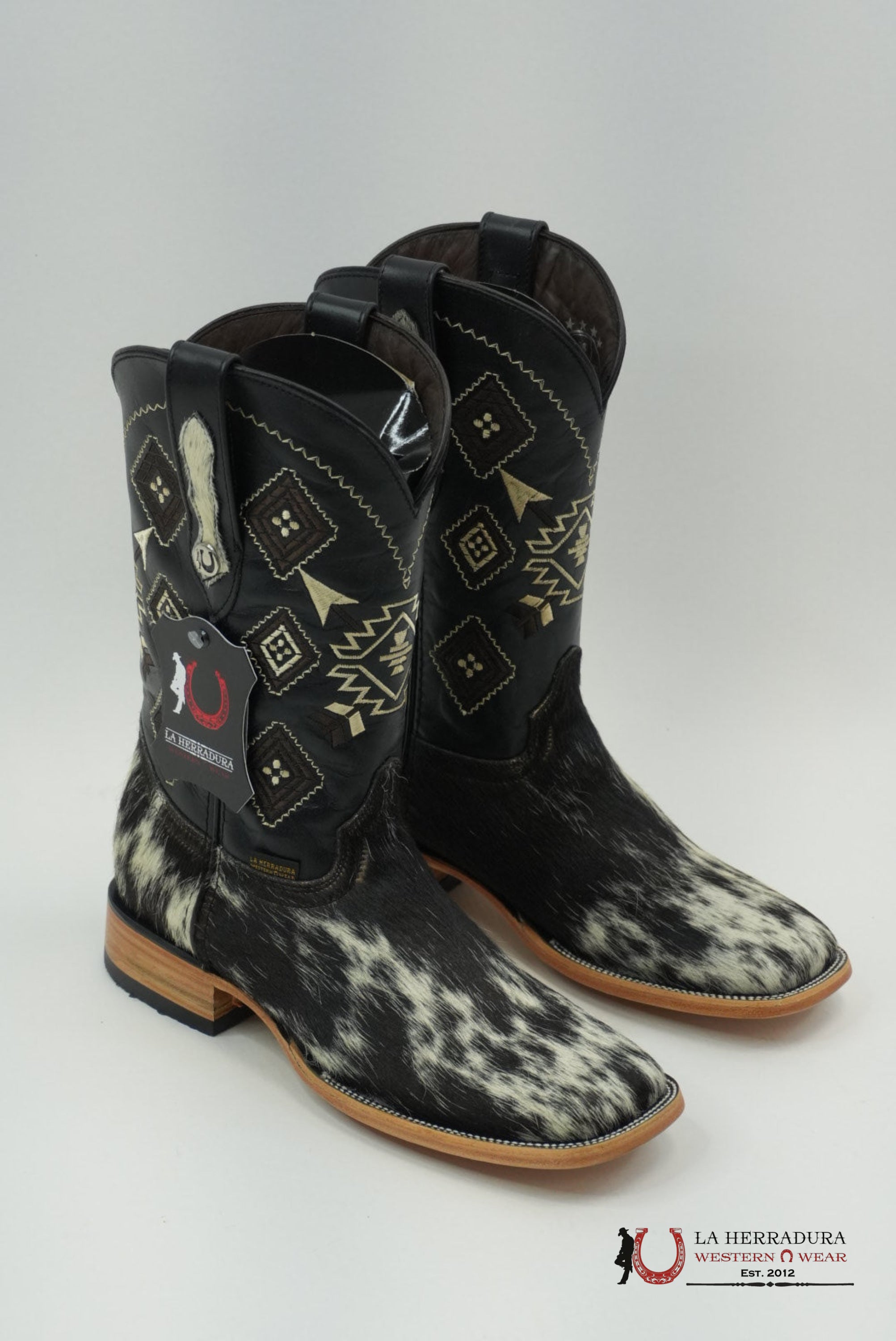 LA HERRADURA MEN BOOT COWHIDE BLACK / WHITE (EVERY PAIR IS UNIQUE) BOTAS HOMBRES