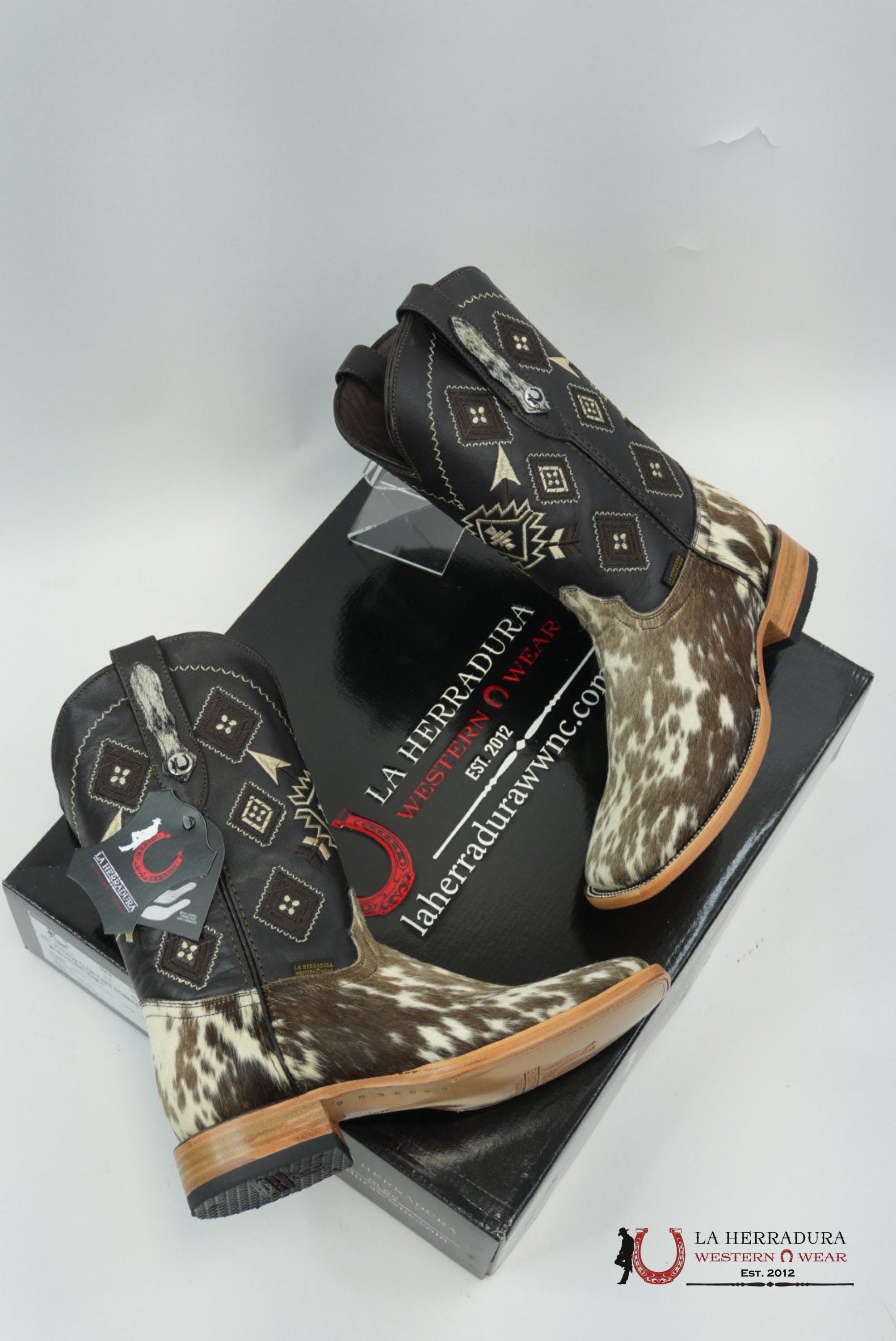 LA HERRADURA MEN BOOT COWHIDE BROWN / WHITE (EVERY PAIR IS UNIQUE) BOTAS HOMBRES