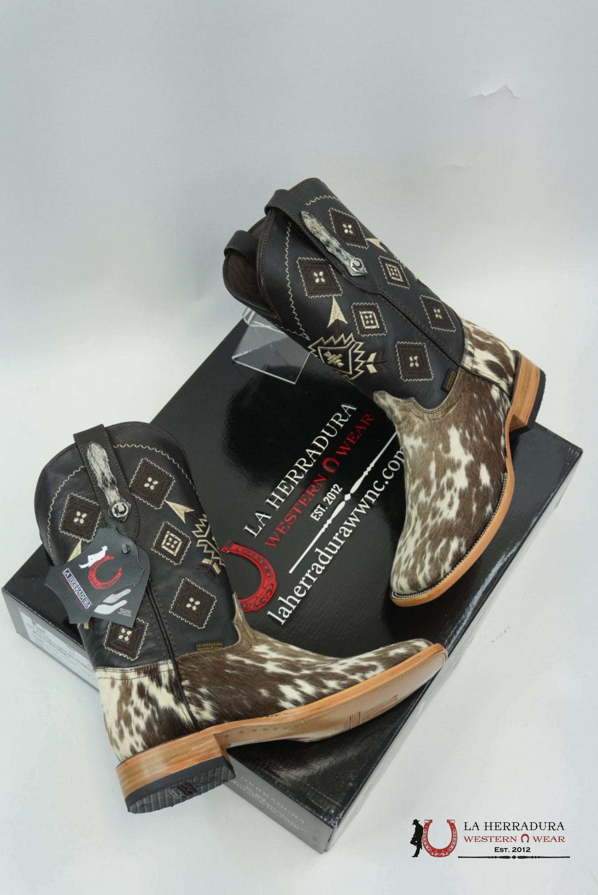 LA HERRADURA MEN BOOT COWHIDE BROWN / WHITE (EVERY PAIR IS UNIQUE) BOTAS HOMBRES