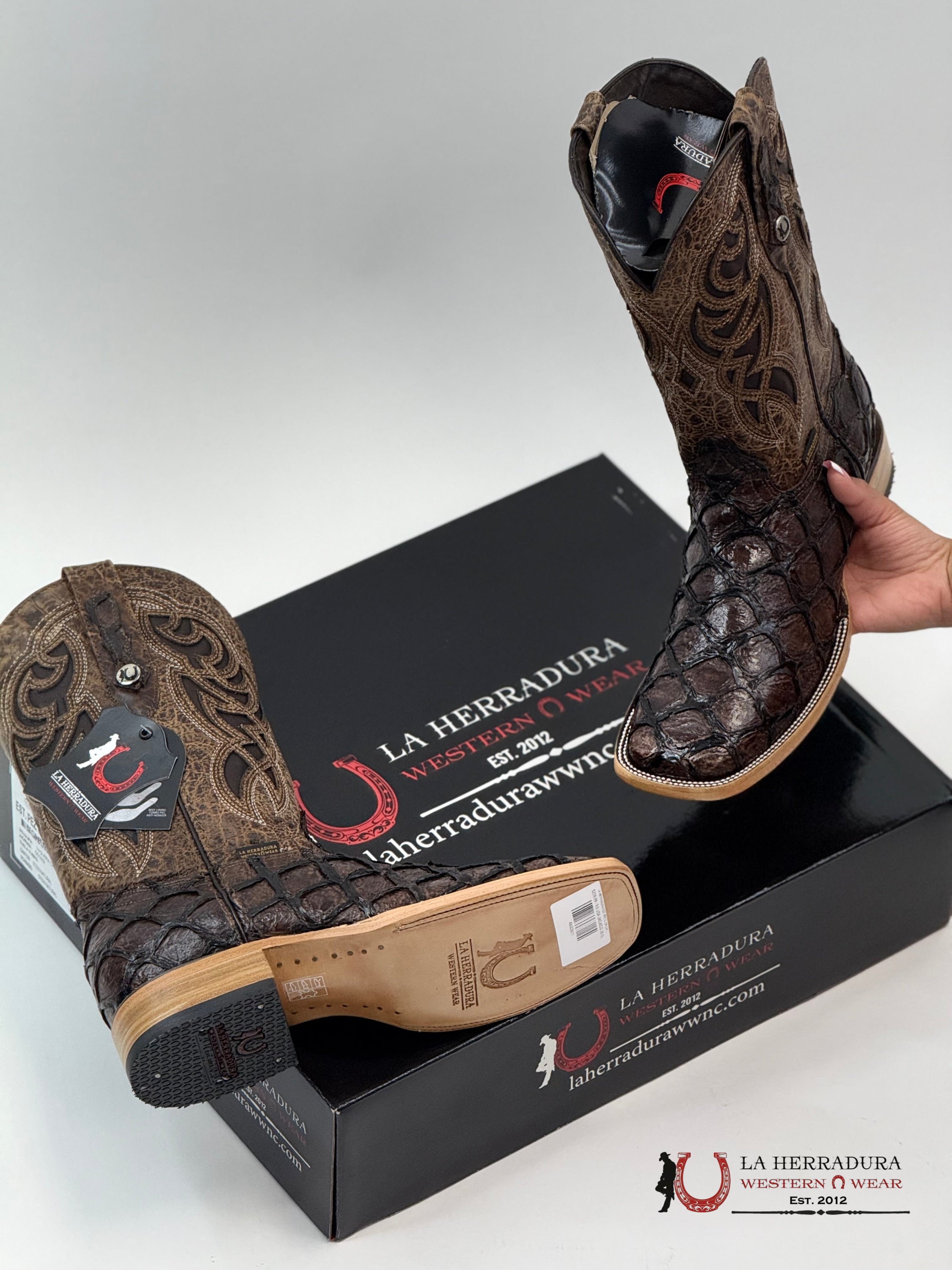 LA HERRADURA EST. PEZ CLON CAFÉ BRILLOSO BOTAS HOMBRES