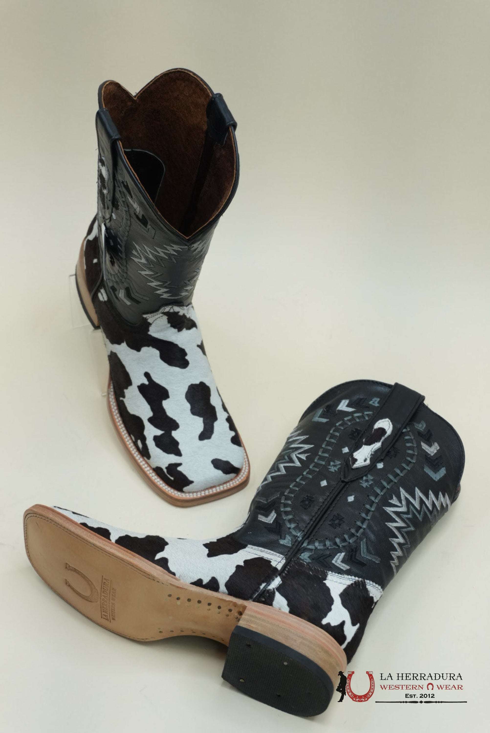 LA HERRADURA WESTERN WEAR COW HIDE BLEACH RG NEGRO CHEROKEE BOOTS BOTAS HOMBRES
