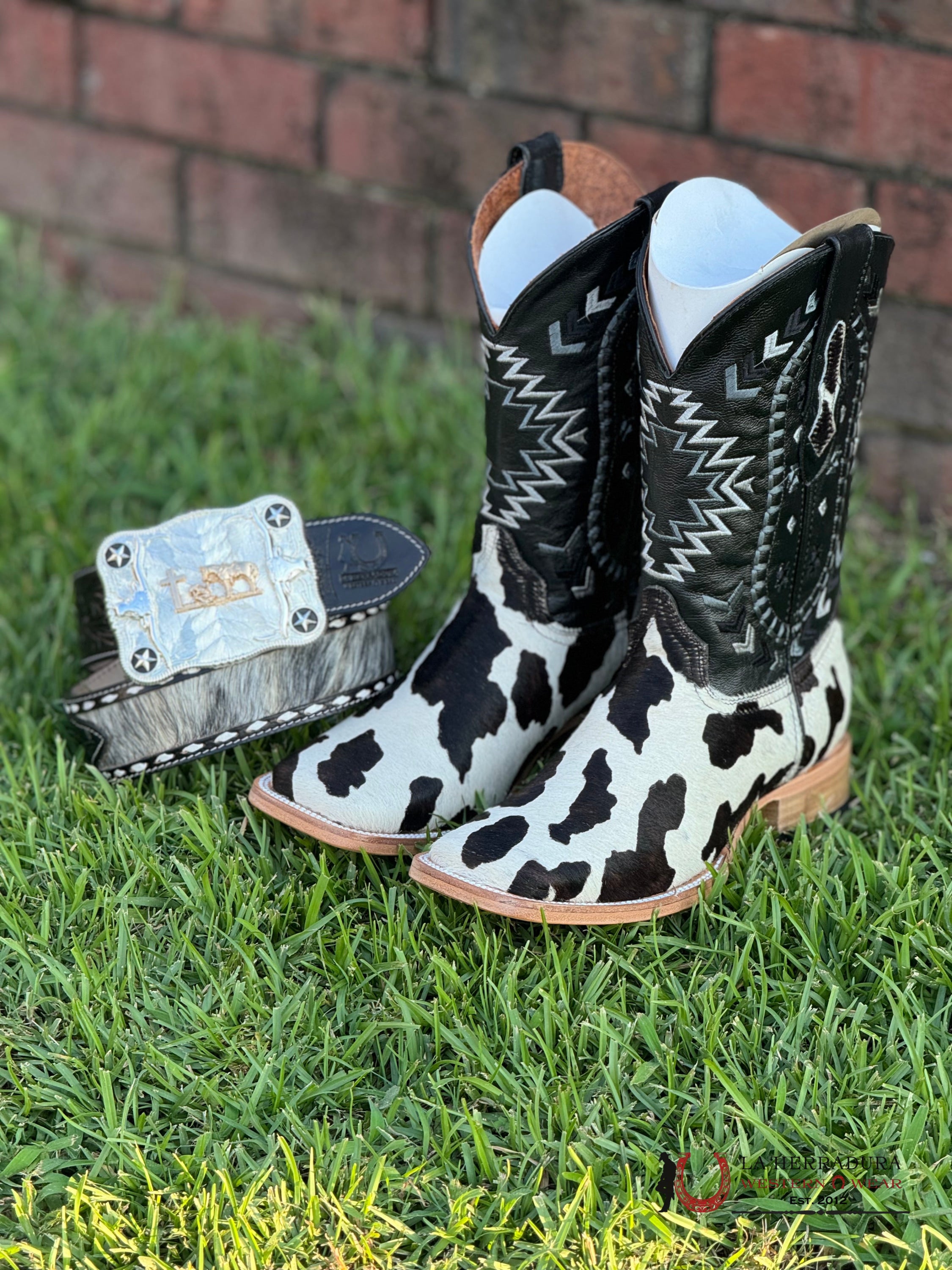 La Herradura Western Wear Cow Hide Bleach Rg Negro Cherokee Boots Botas Hombres