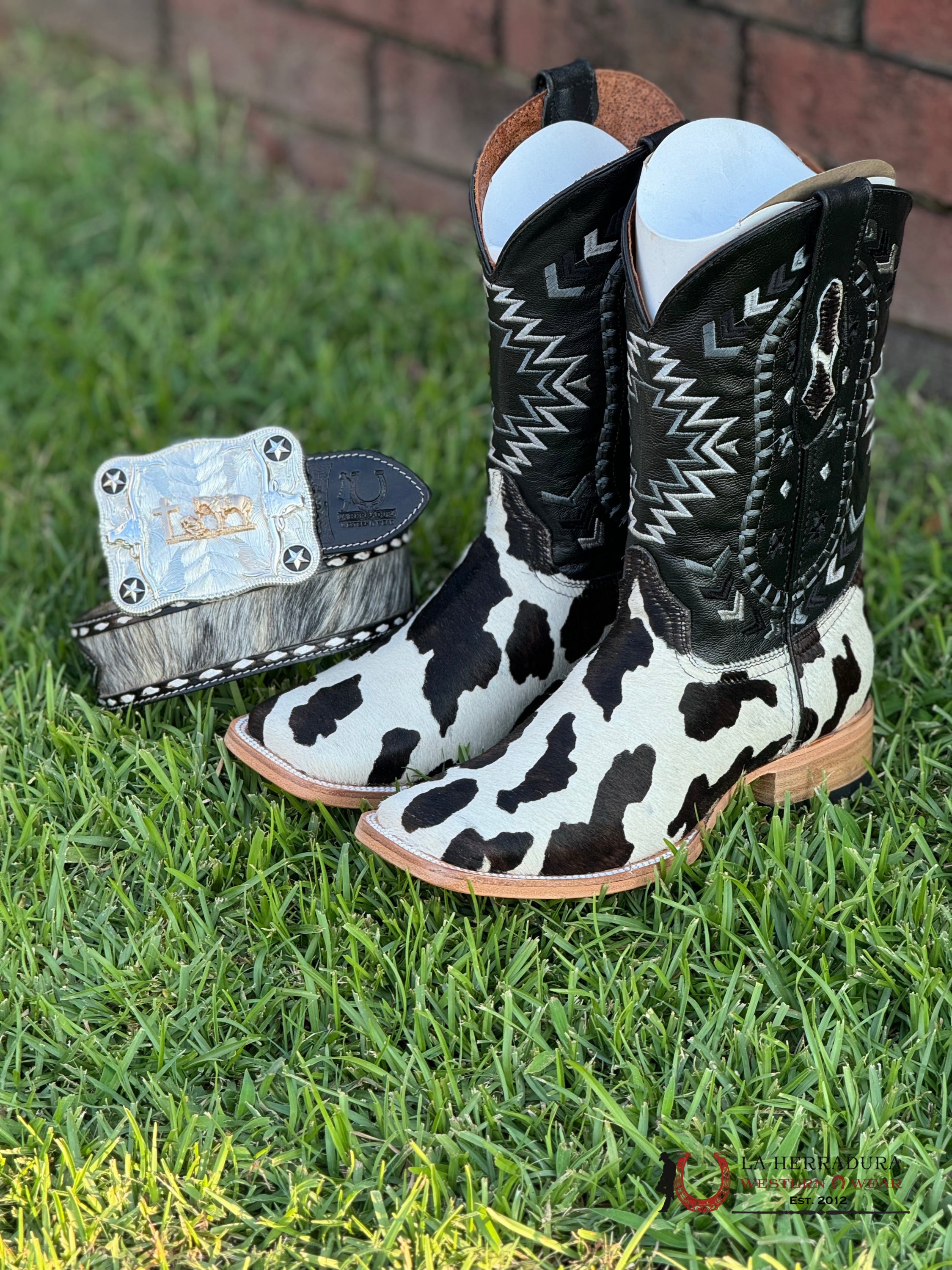 La Herradura Western Wear Cow Hide Bleach Rg Negro Cherokee Boots Botas Hombres