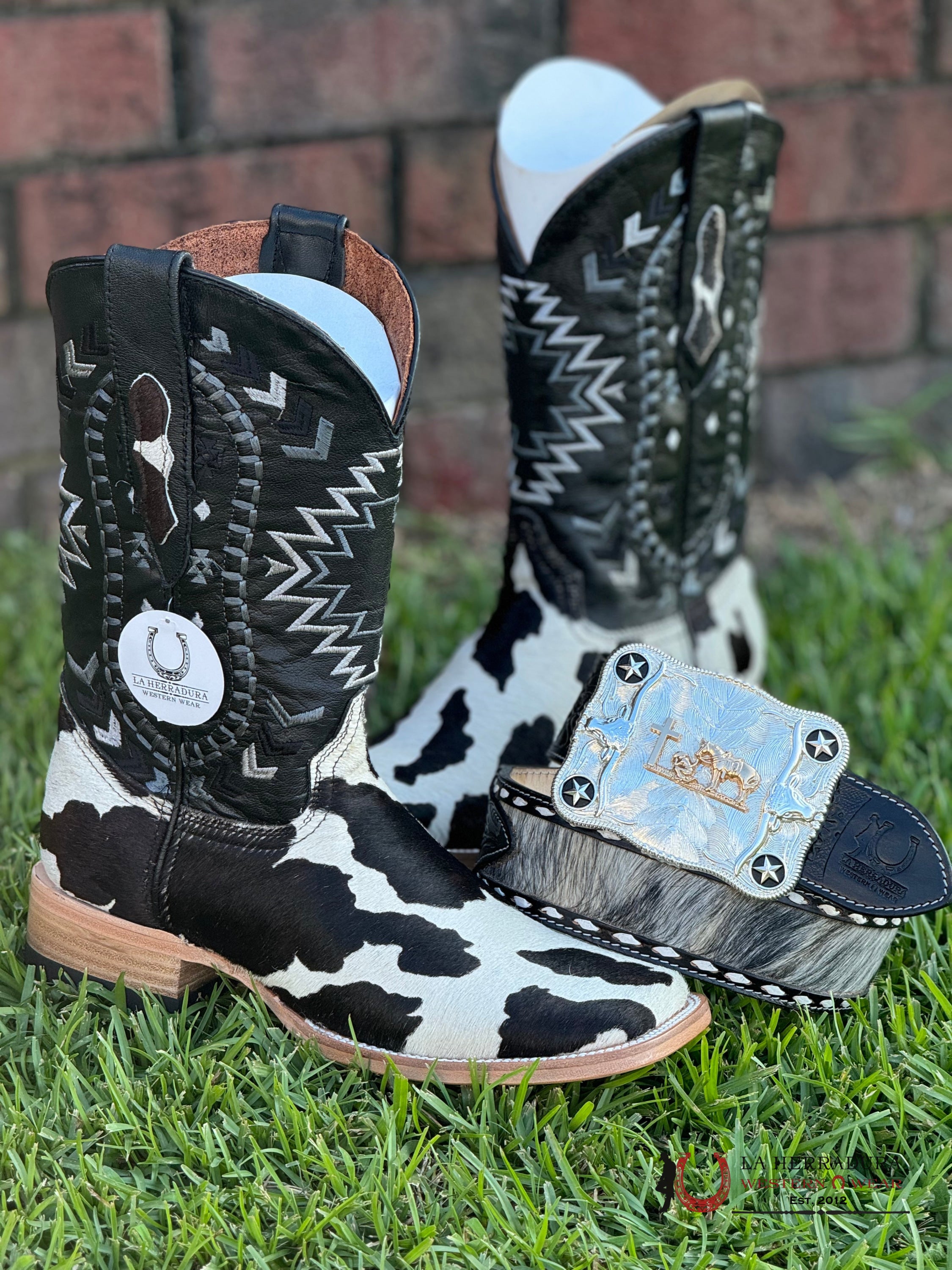 La Herradura Western Wear Cow Hide Bleach Rg Negro Cherokee Boots Botas Hombres