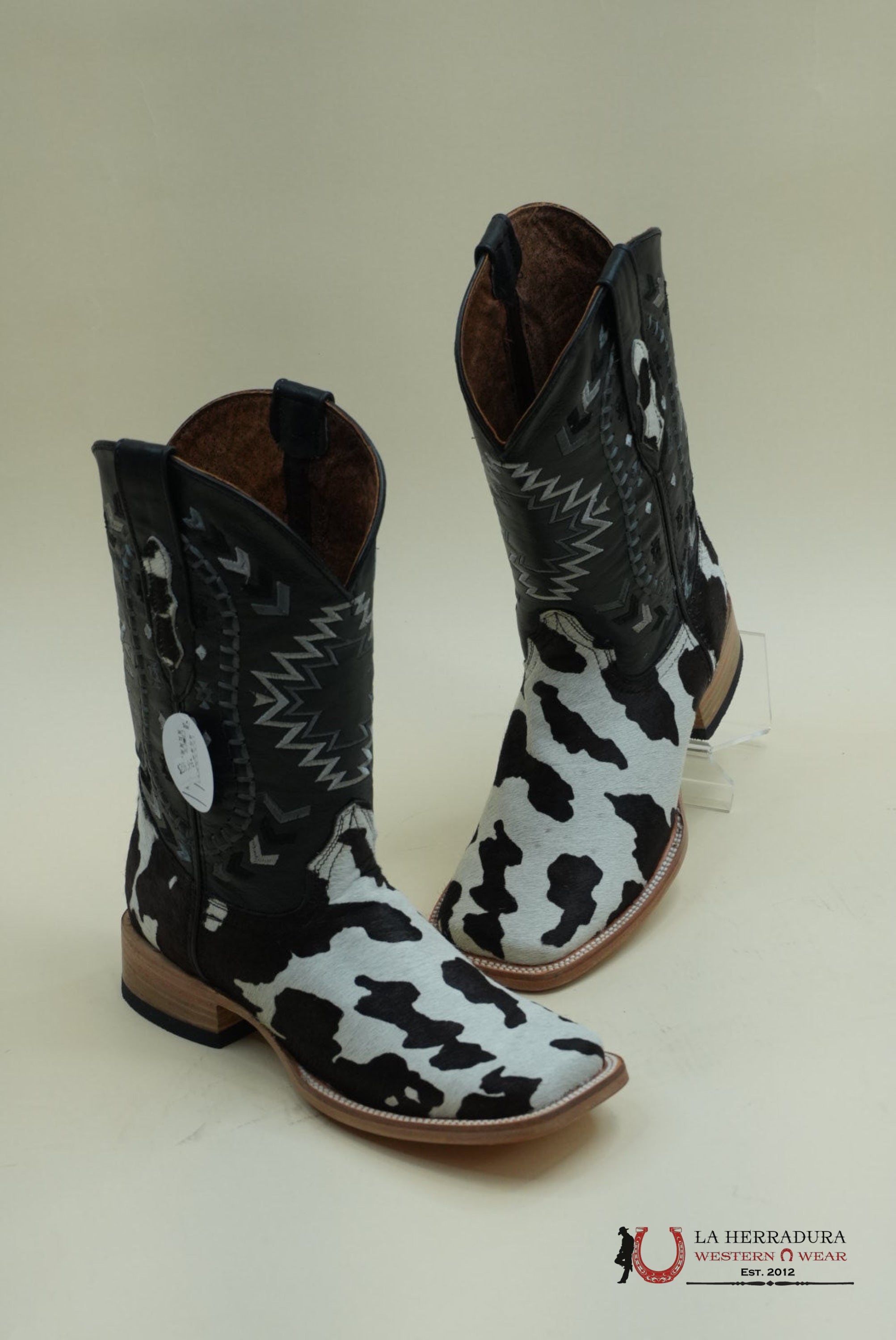LA HERRADURA WESTERN WEAR COW HIDE BLEACH RG NEGRO CHEROKEE BOOTS BOTAS HOMBRES