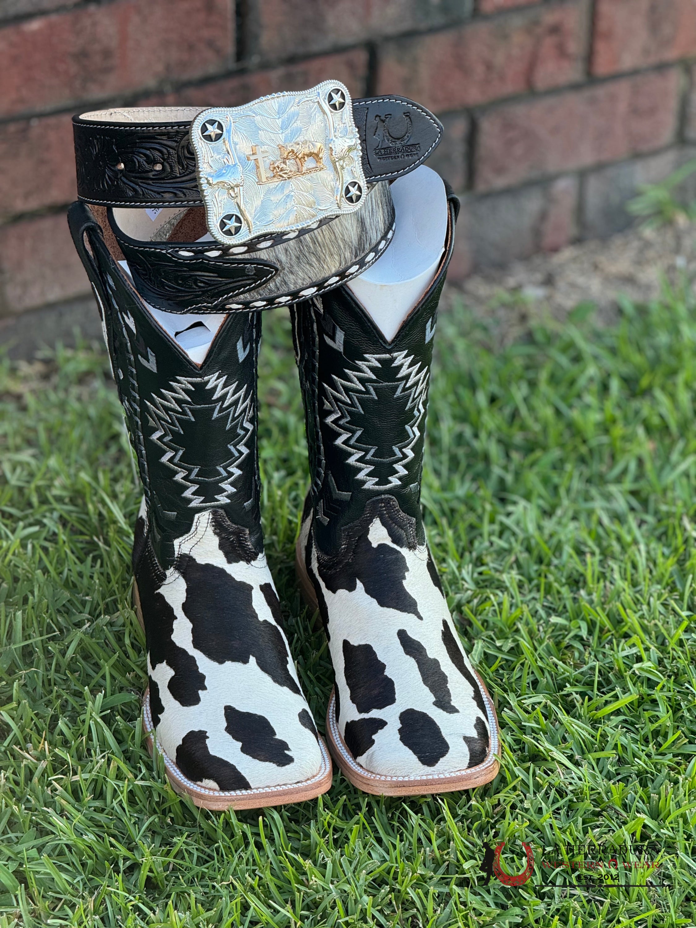 La Herradura Western Wear Cow Hide Bleach Rg Negro Cherokee Boots Botas Hombres