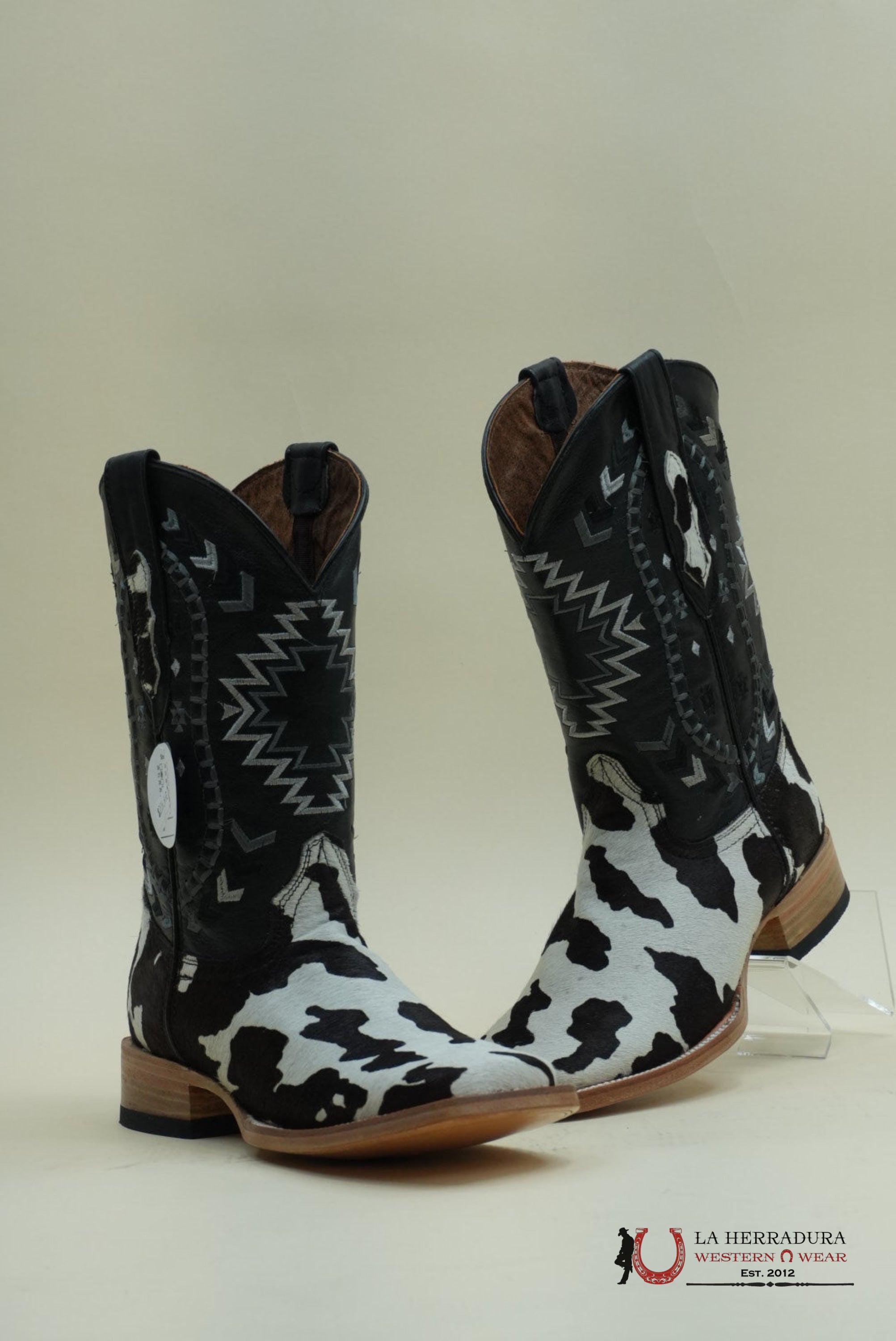 LA HERRADURA WESTERN WEAR COW HIDE BLEACH RG NEGRO CHEROKEE BOOTS BOTAS HOMBRES
