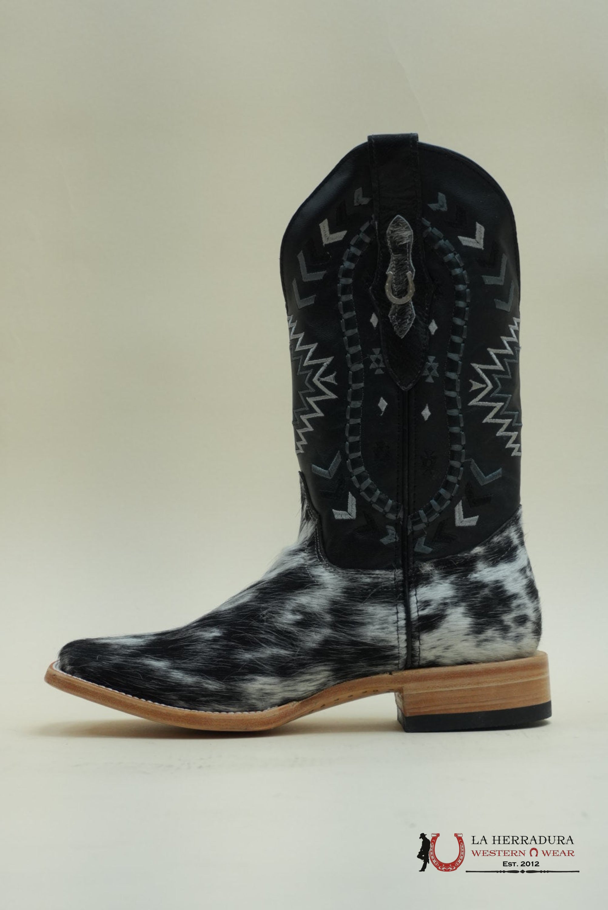HERRADURA EXOTIC COWHIDE BLACK &WHITE CHEROKEE RUNGO BOOT EVERY PAIR IS UNIQUE! BOTAS HOMBRES