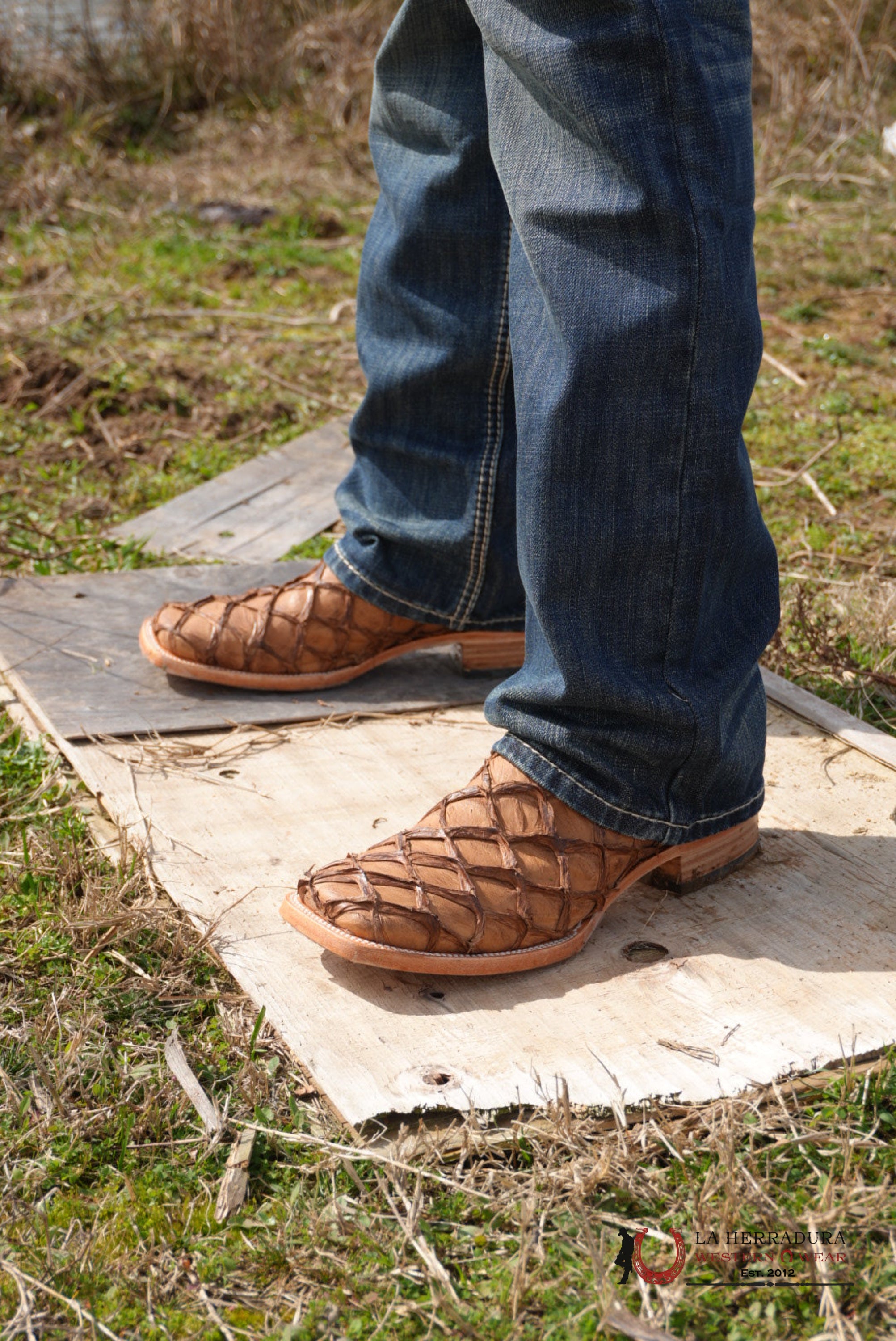 HERRADURA EXOTIC BIGBASS CARAMEL PALASH CEDROS FISH BOOTS BOTAS HOMBRES