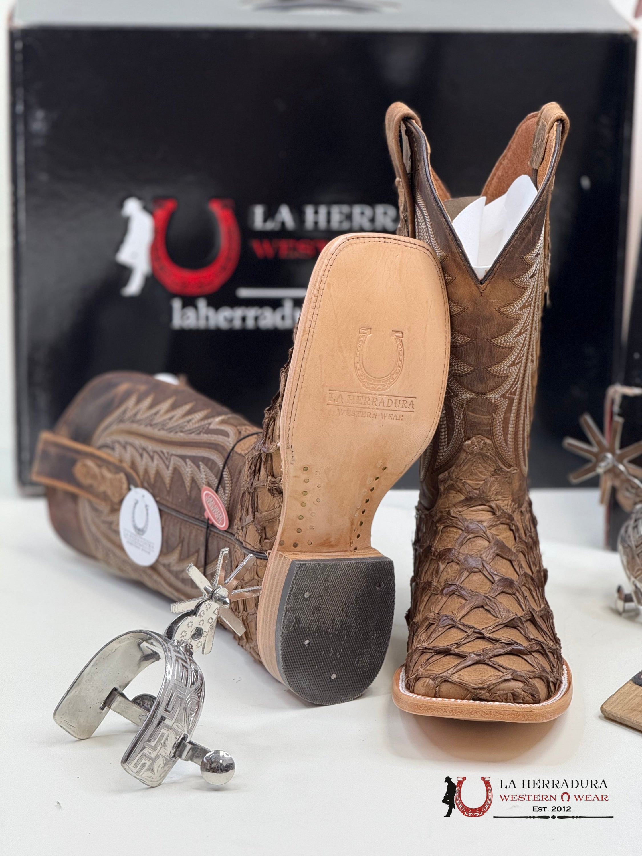 Herradura Exotic Bigbass Caramel Palash Cedros Fish Boots Botas Hombres