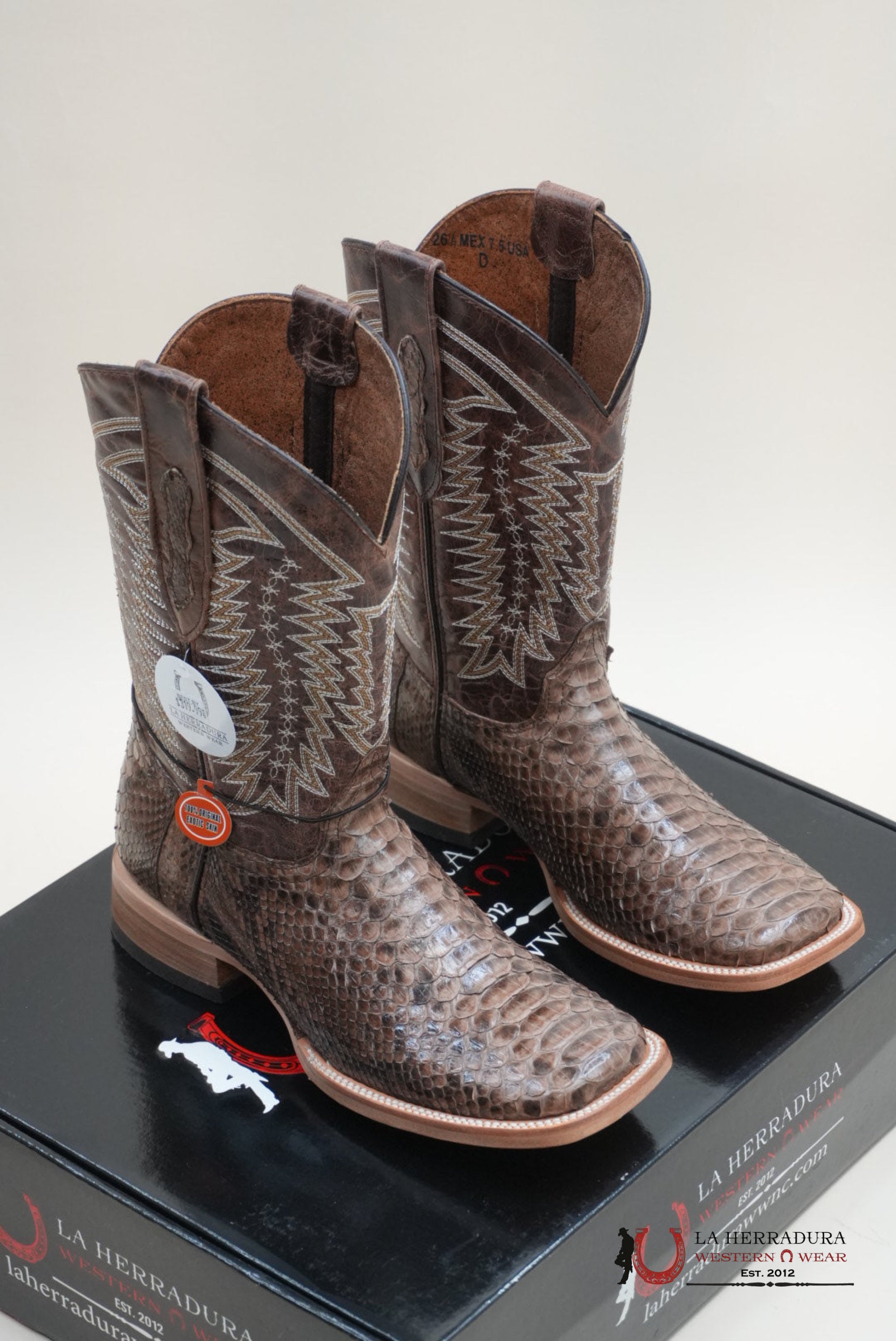 LA HERRADURA WESTERN WEAR PYTHON CAFE VIDRIADO CAFÉ PENCAS BOOT BOTAS HOMBRES