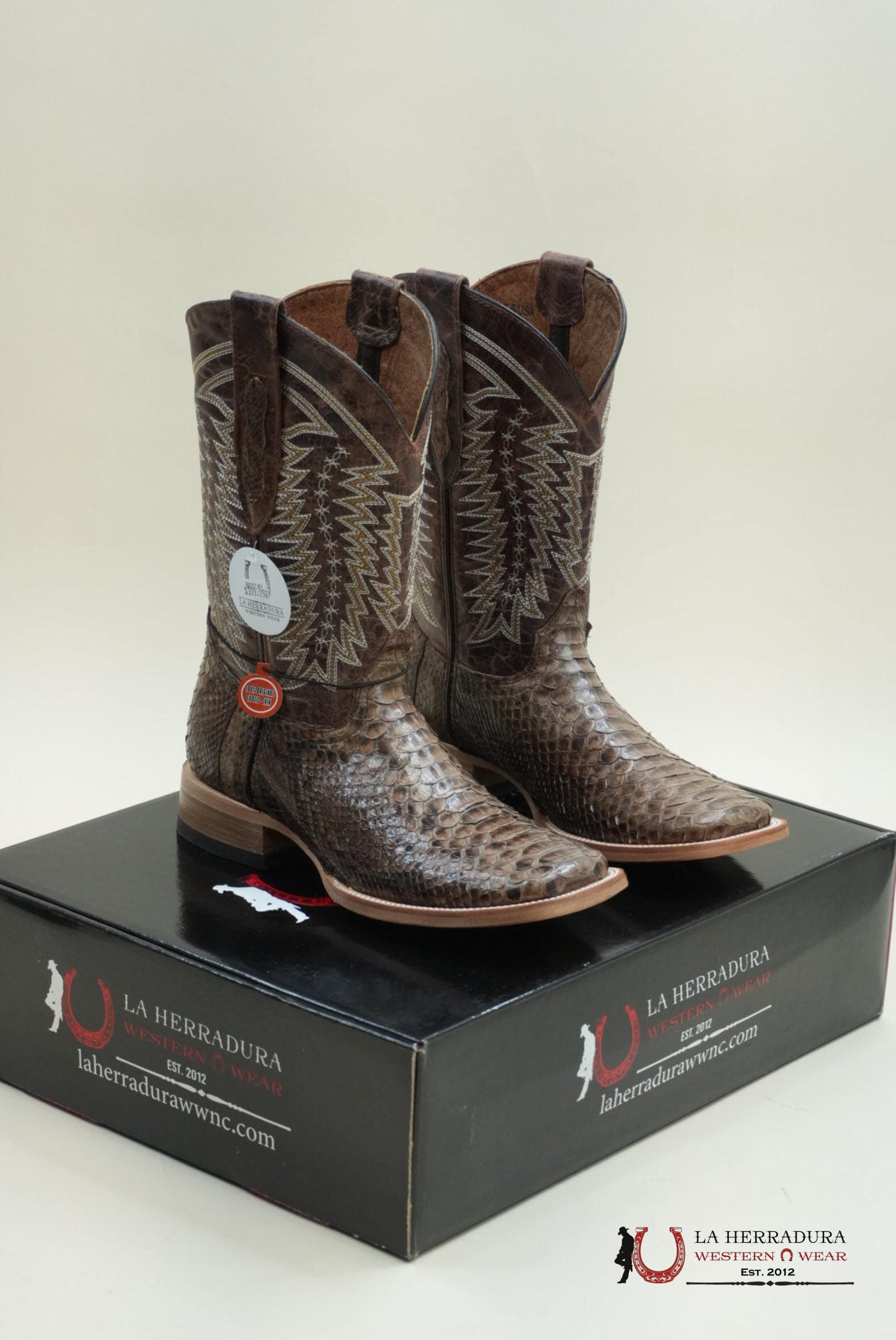 LA HERRADURA WESTERN WEAR PYTHON CAFE VIDRIADO CAFÉ PENCAS BOOT BOTAS HOMBRES