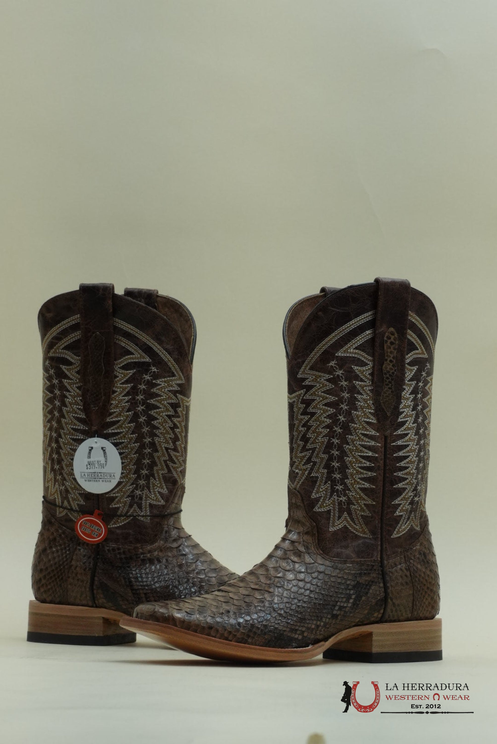 LA HERRADURA WESTERN WEAR PYTHON CAFE VIDRIADO CAFÉ PENCAS BOOT BOTAS HOMBRES