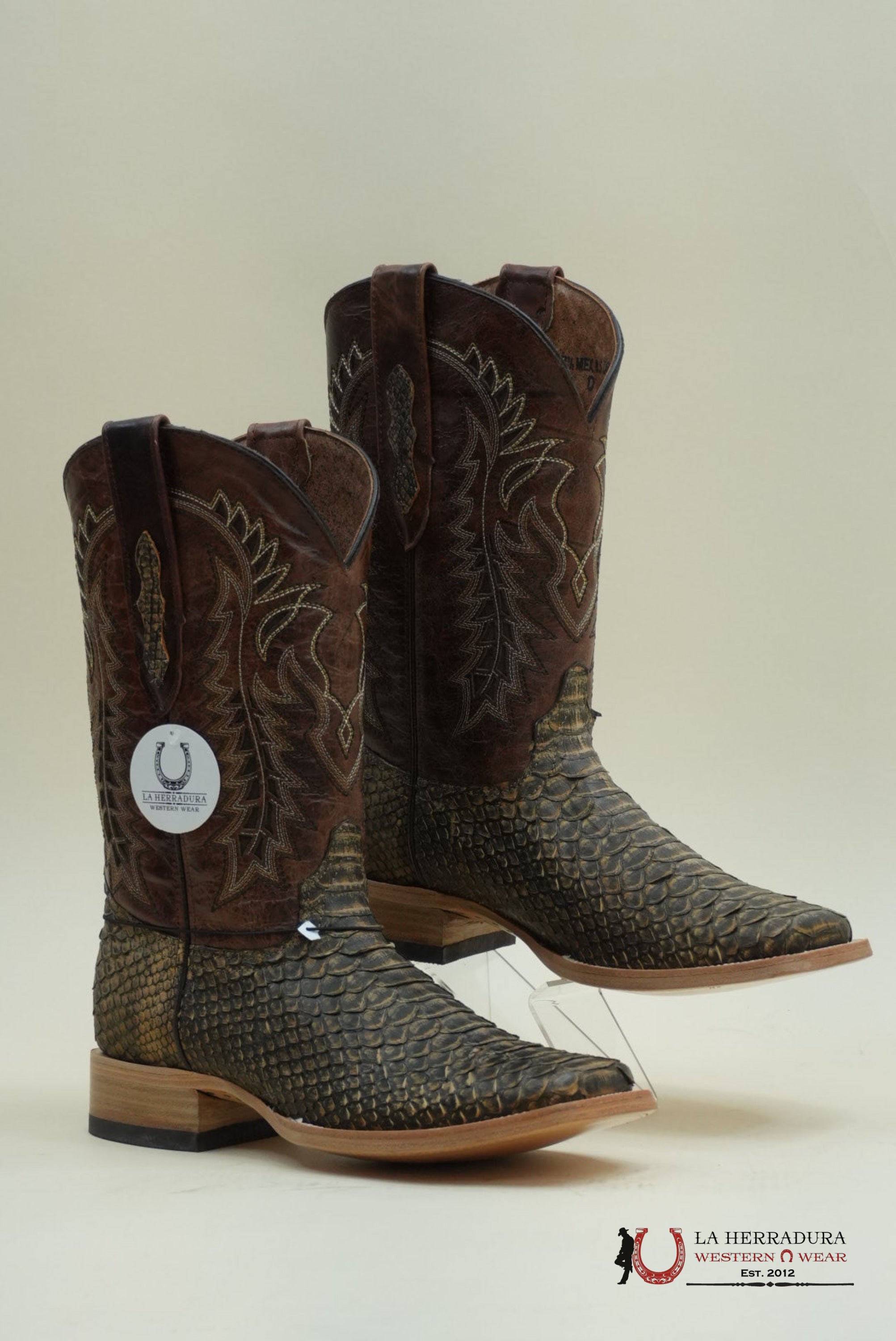 LA HERRADURA WESTERN WEAR PYTHON UMBER APACHE BOOTS BOTAS HOMBRES