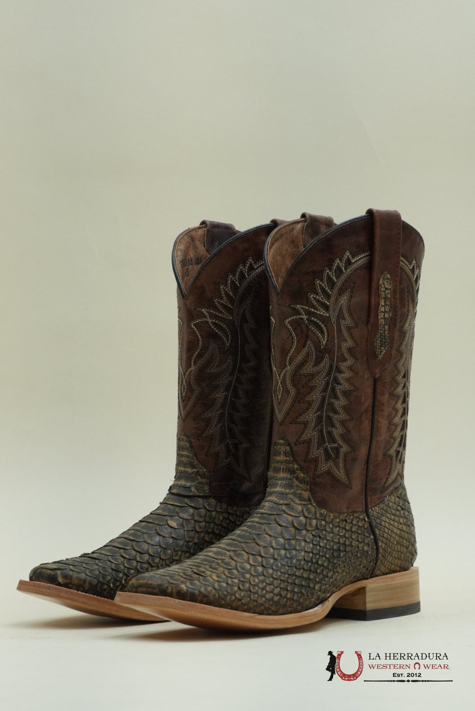 LA HERRADURA WESTERN WEAR PYTHON UMBER APACHE BOOTS BOTAS HOMBRES