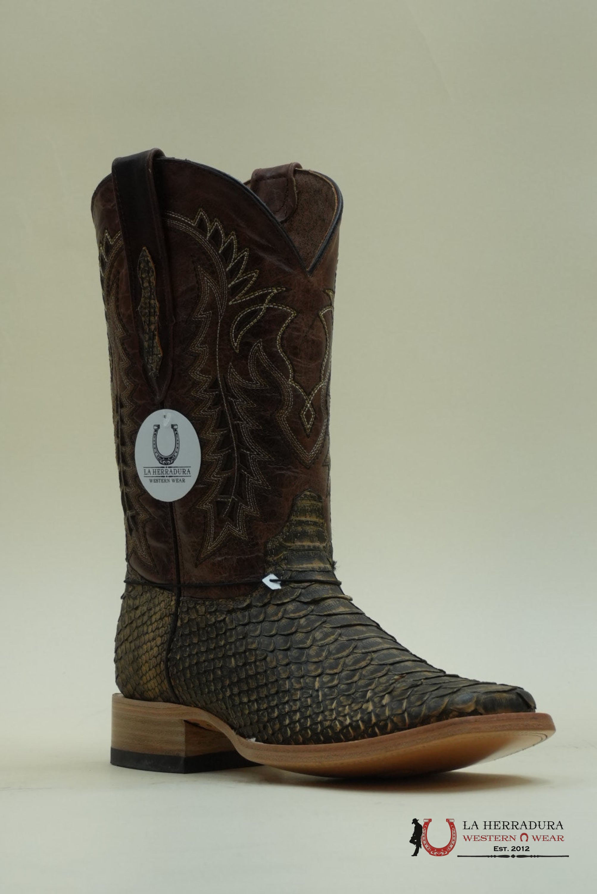LA HERRADURA WESTERN WEAR PYTHON UMBER APACHE BOOTS BOTAS HOMBRES