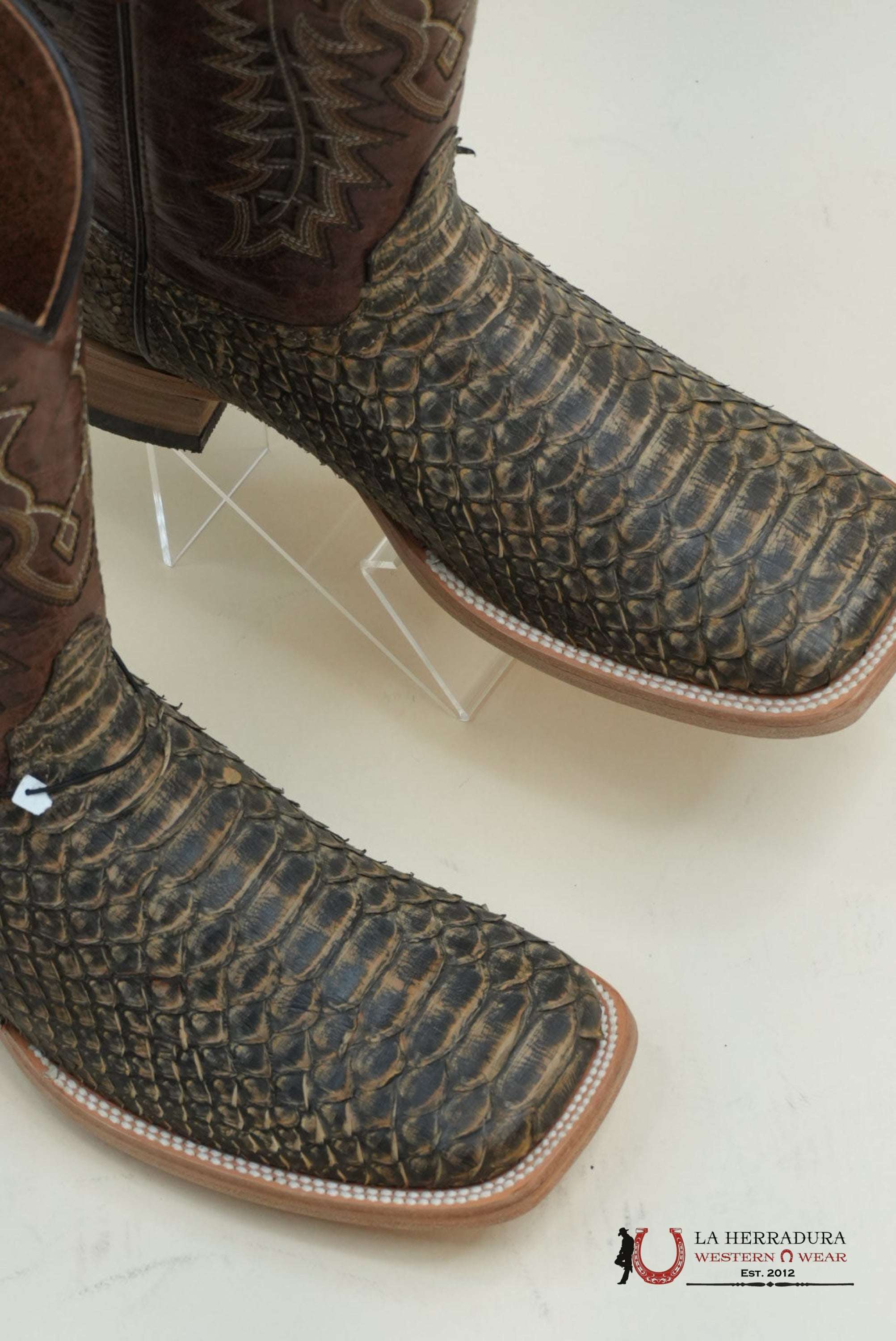 LA HERRADURA WESTERN WEAR PYTHON UMBER APACHE BOOTS BOTAS HOMBRES