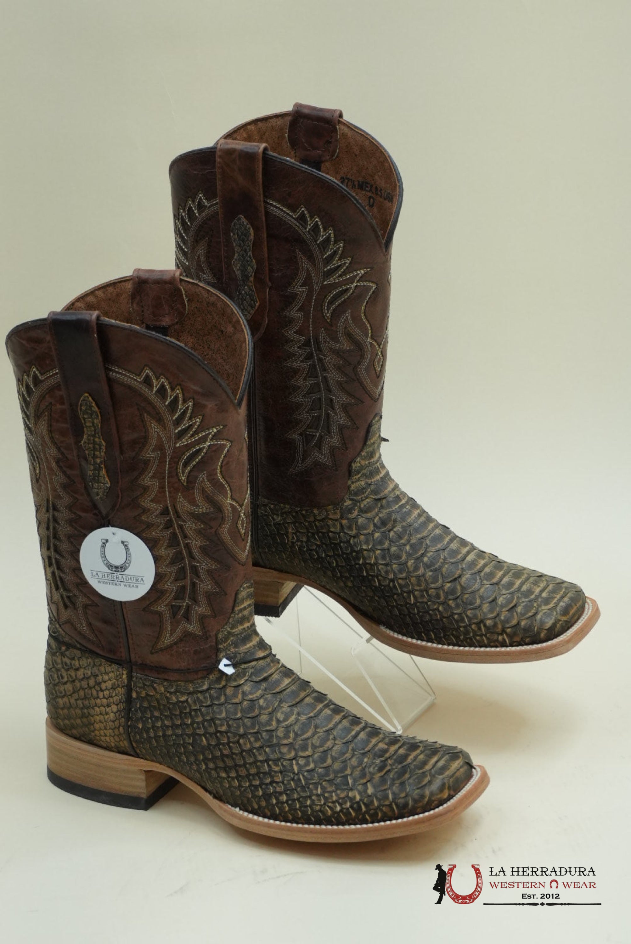 LA HERRADURA WESTERN WEAR PYTHON UMBER APACHE BOOTS BOTAS HOMBRES