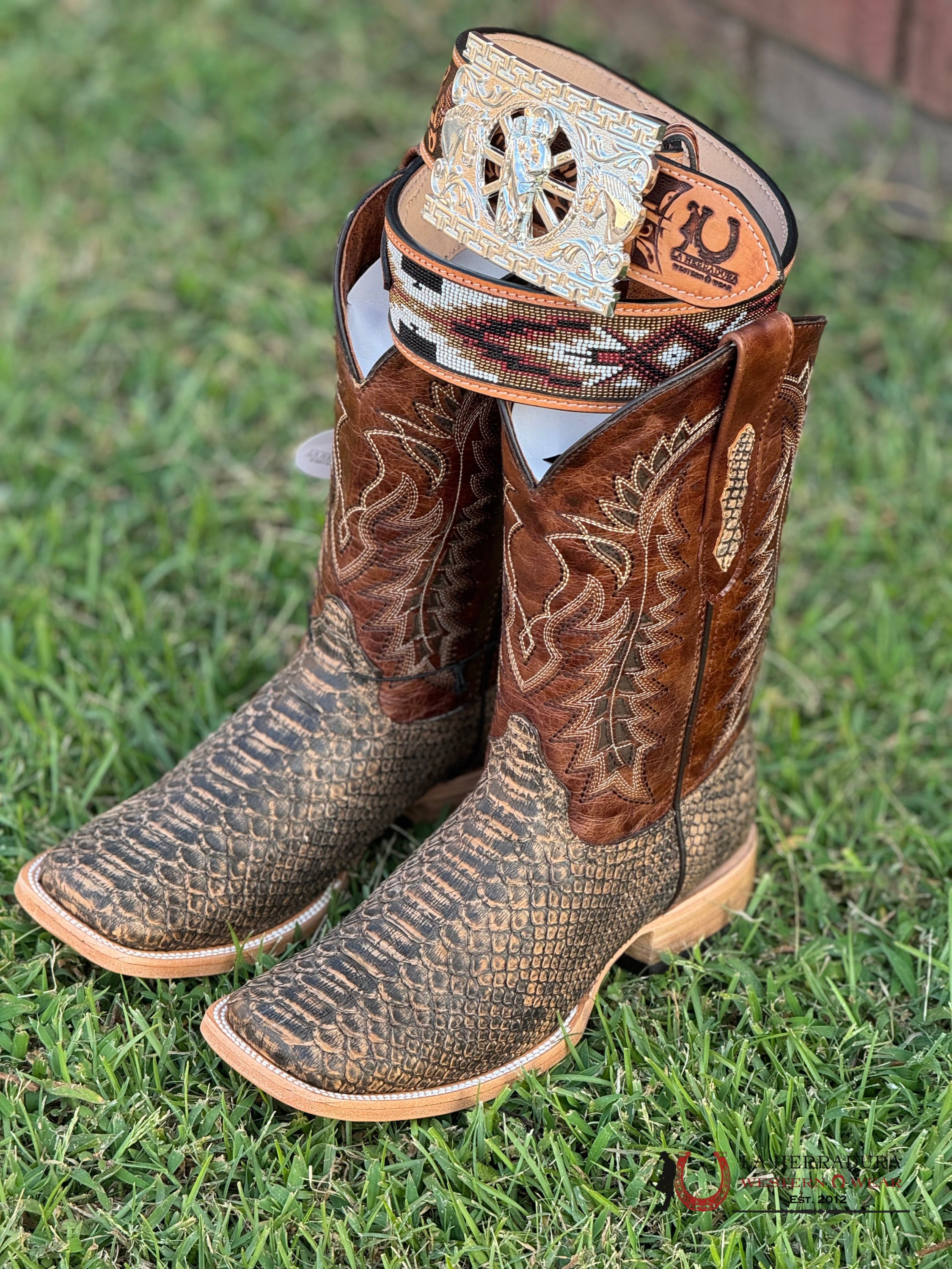 La Herradura Western Wear Python Umber Apache Boots Botas Hombres