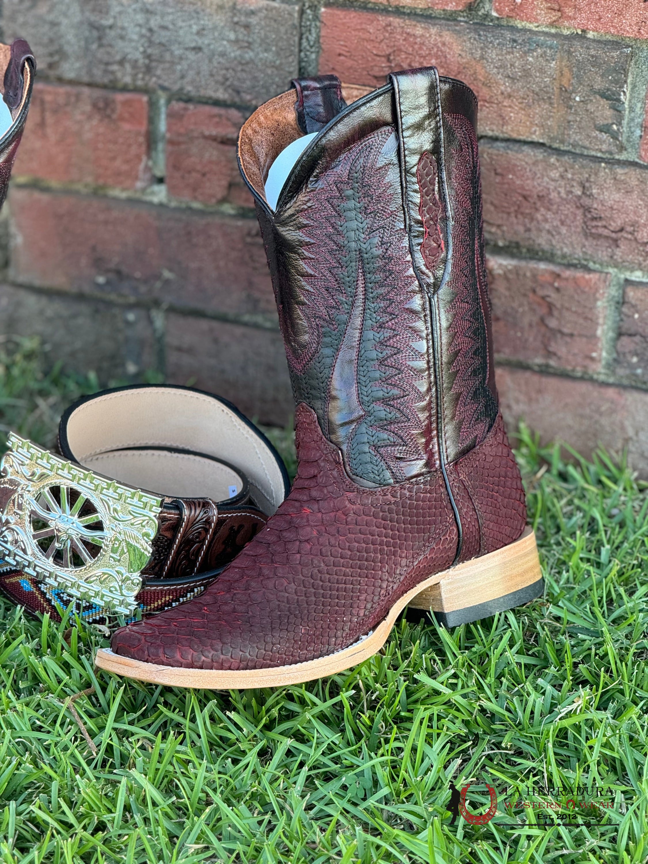La Herradura Western Wear Python Nobuck Rojo Negro Boots Botas Hombres