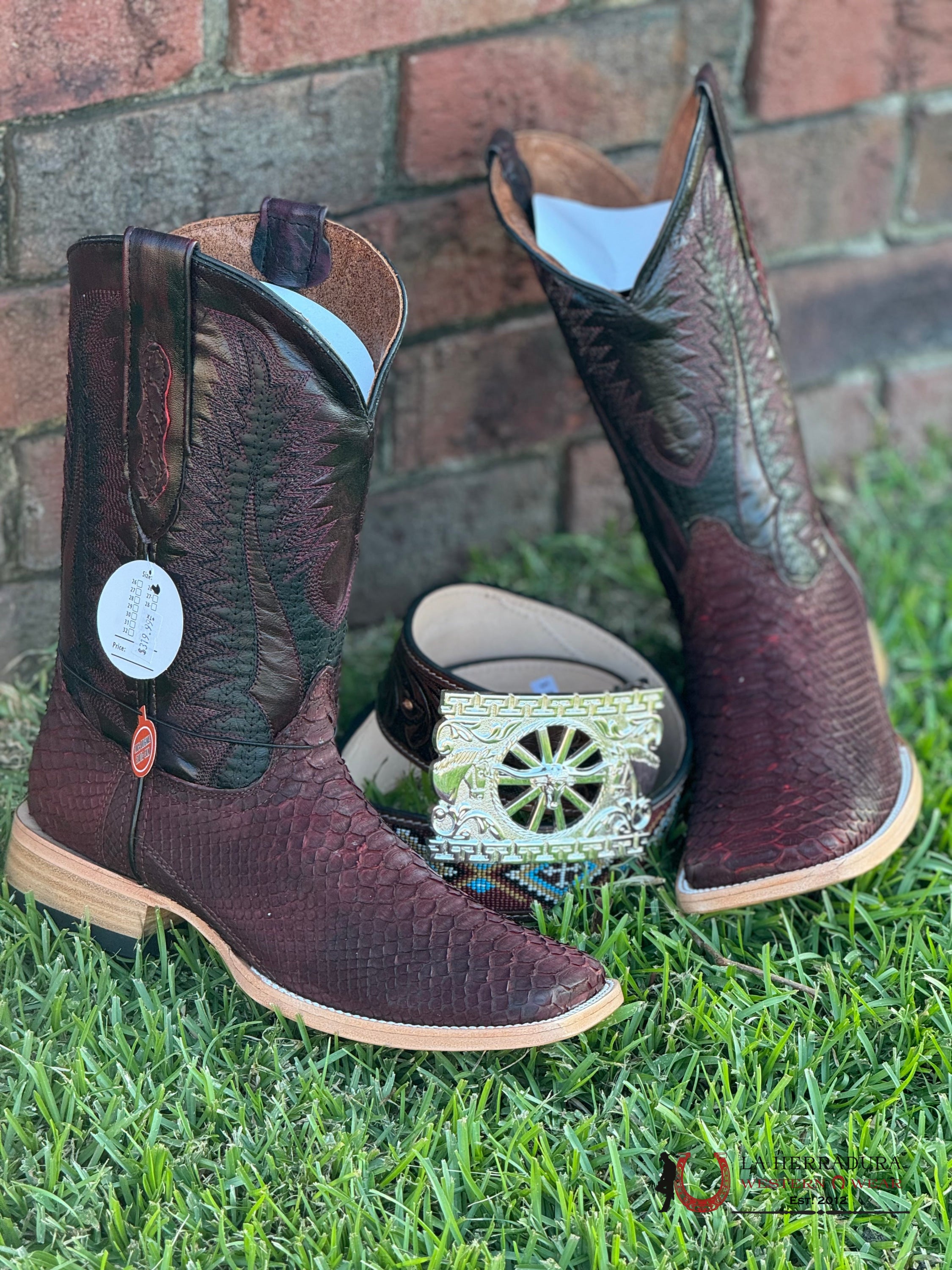 La Herradura Western Wear Python Nobuck Rojo Negro Boots Botas Hombres