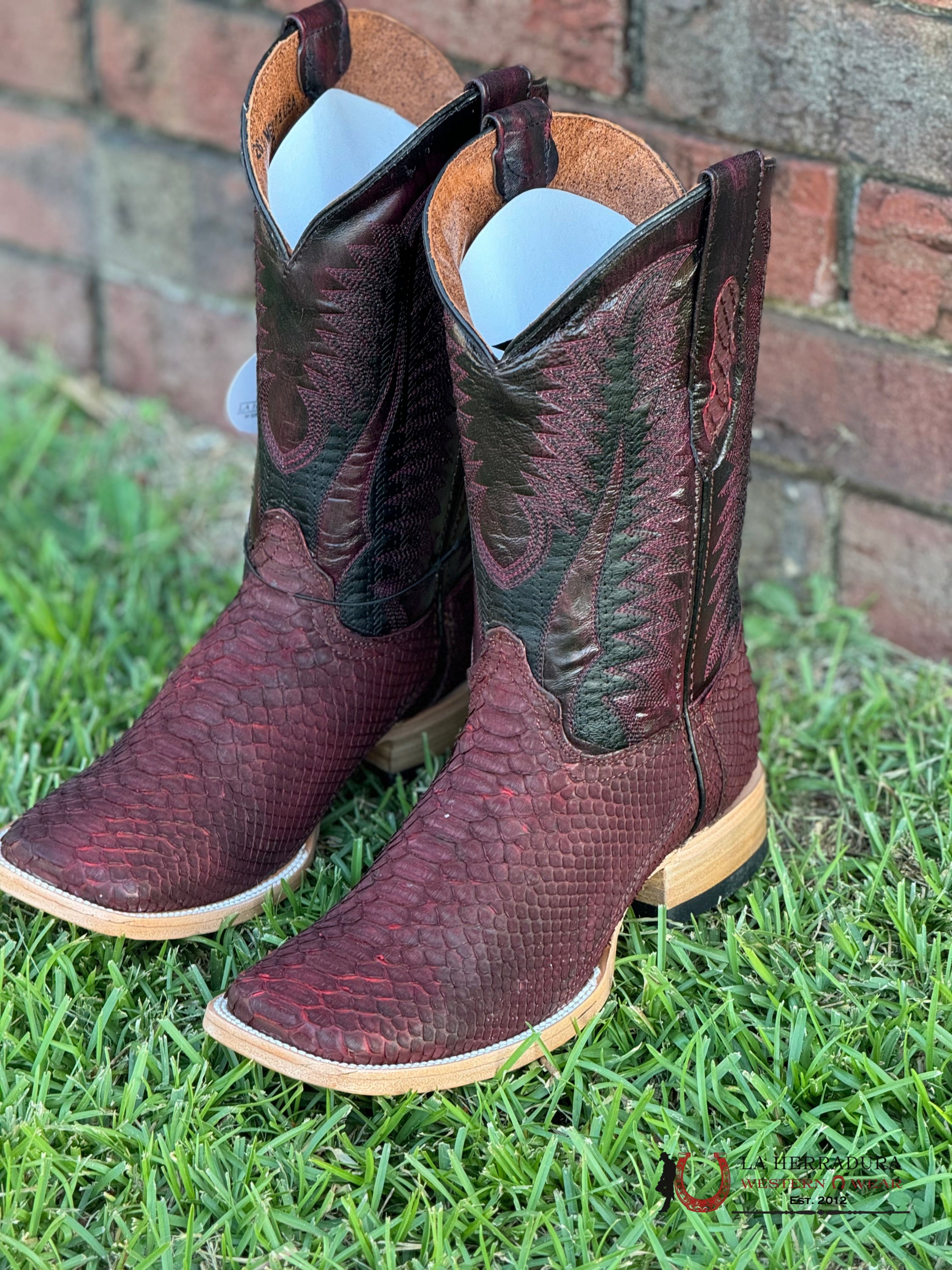 La Herradura Western Wear Python Nobuck Rojo Negro Boots Botas Hombres
