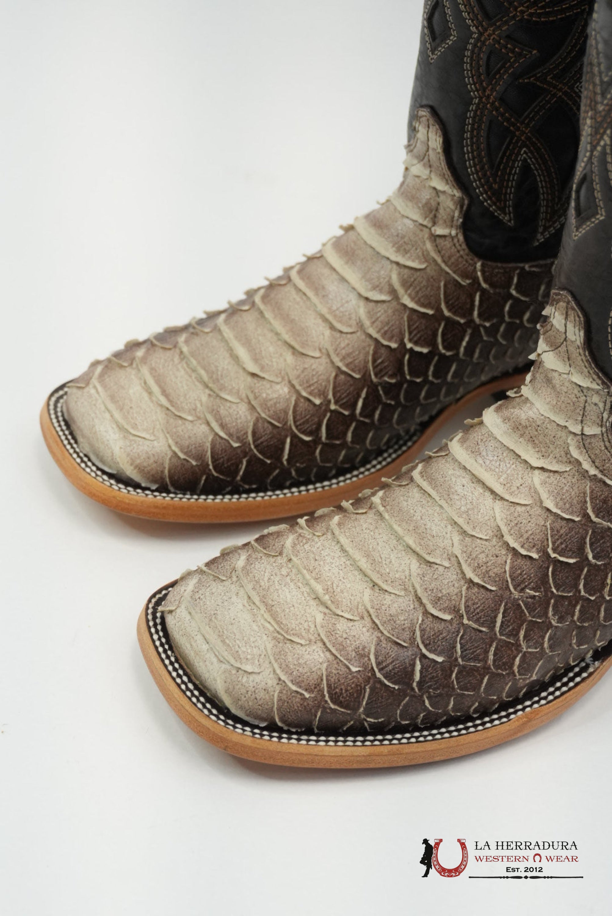 LA HERRADURA PITON CLON CAFE SOMBREADO SQUARE TOE BOTAS HOMBRES