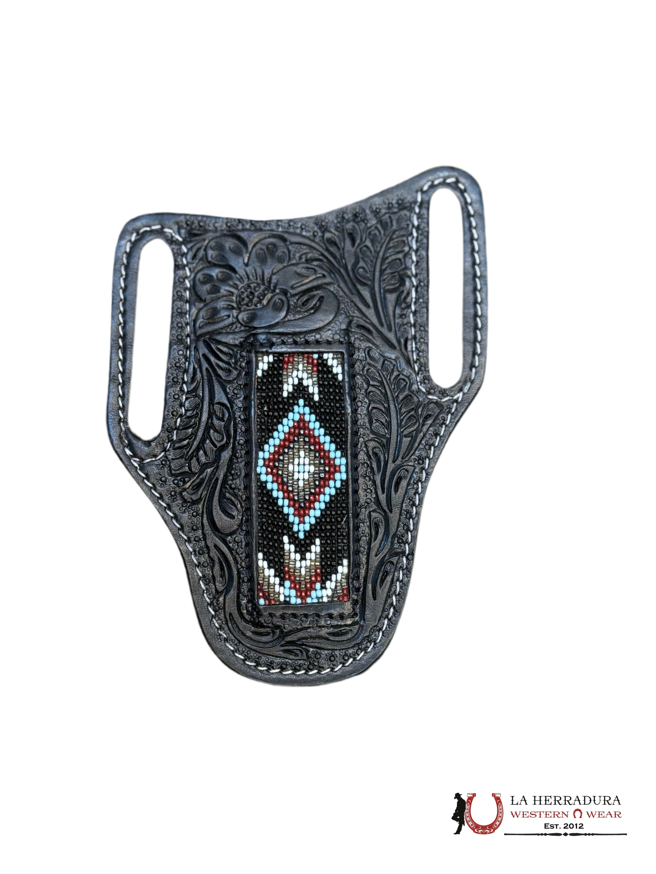 La Herradura Western Wear Black radge cover with multicolor design 2