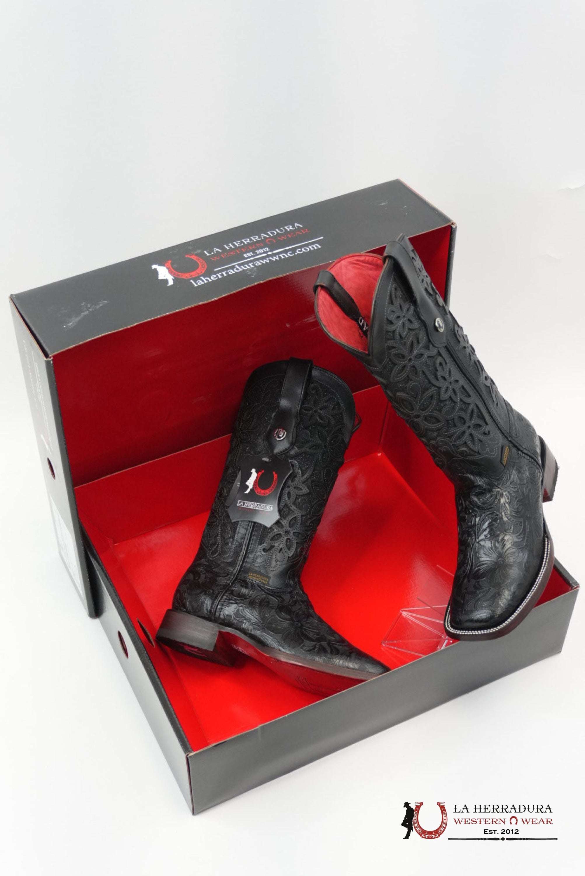 LA HERRADURA WOMEN ALMA CINCELADO NEGRO RED BOTTOM BOTAS MUJERES