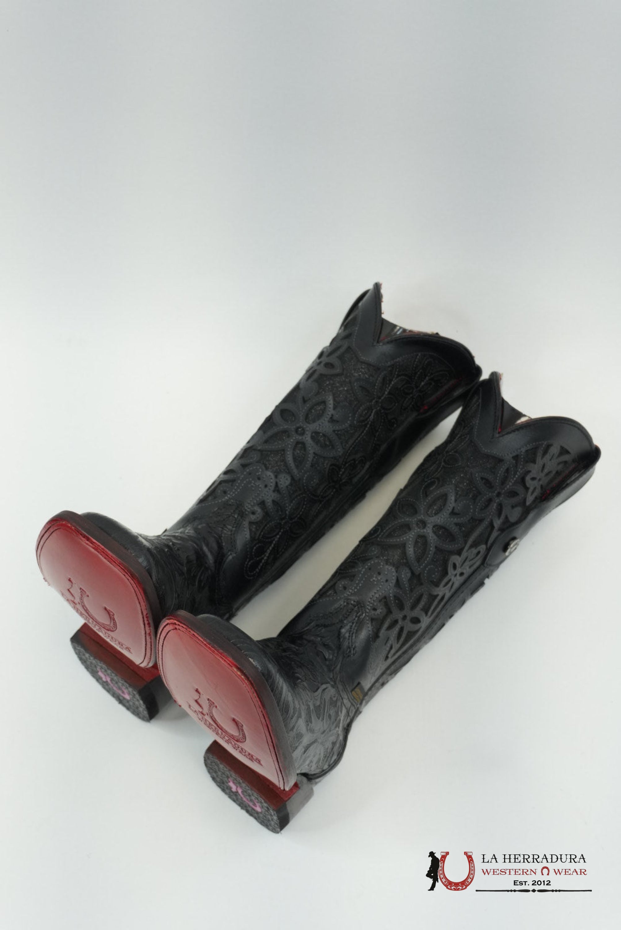 LA HERRADURA WOMEN ALMA CINCELADO NEGRO RED BOTTOM BOTAS MUJERES
