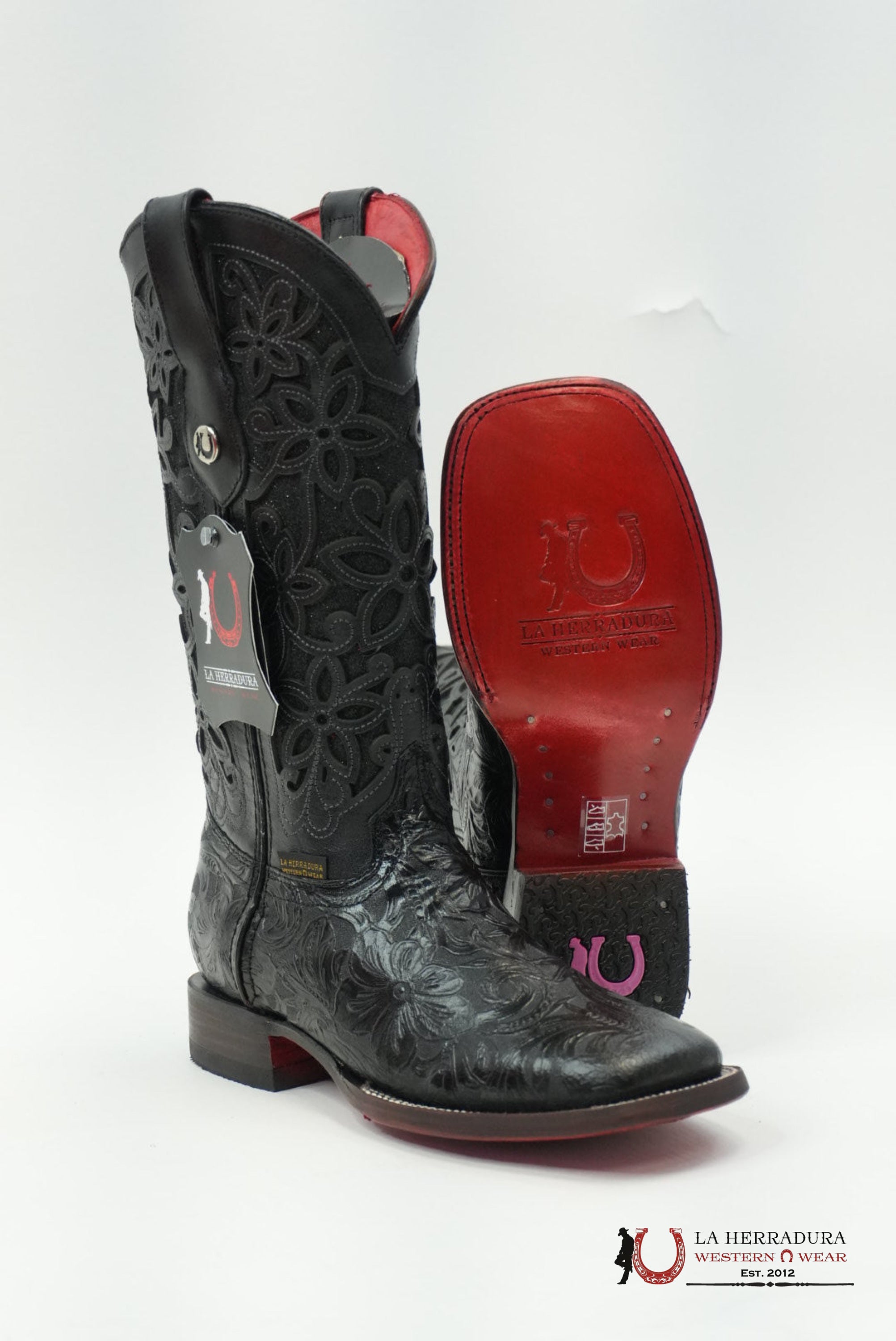 LA HERRADURA WOMEN ALMA CINCELADO NEGRO RED BOTTOM BOTAS MUJERES
