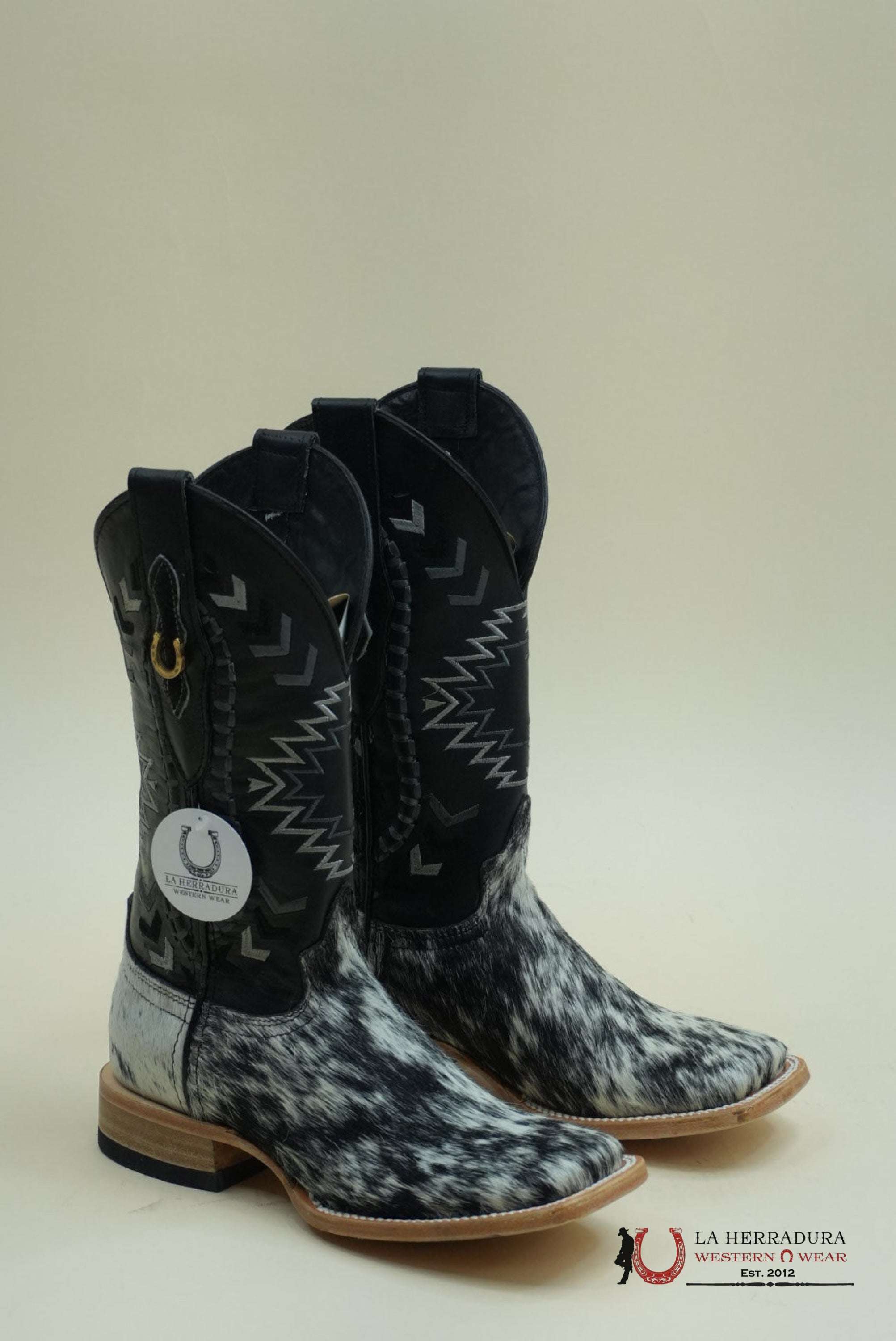 LA HERRADURA WOMEN PELO DE VACA BLANCO/NEGRO CHEROKEE NEGRO BOOT BOTAS MUJERES