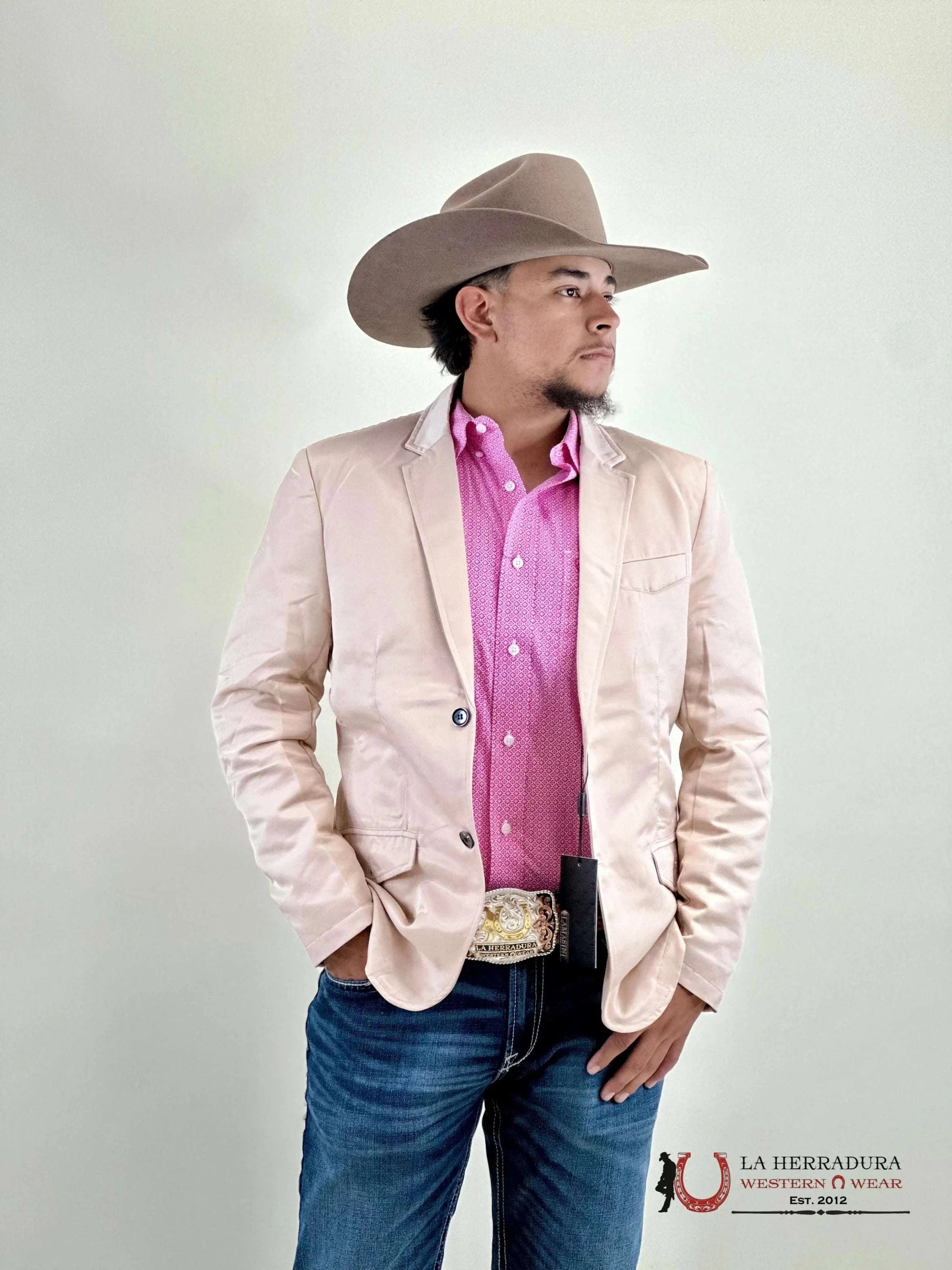 Lamasini Beige Smooth Liso Blazer Ropa Hombres