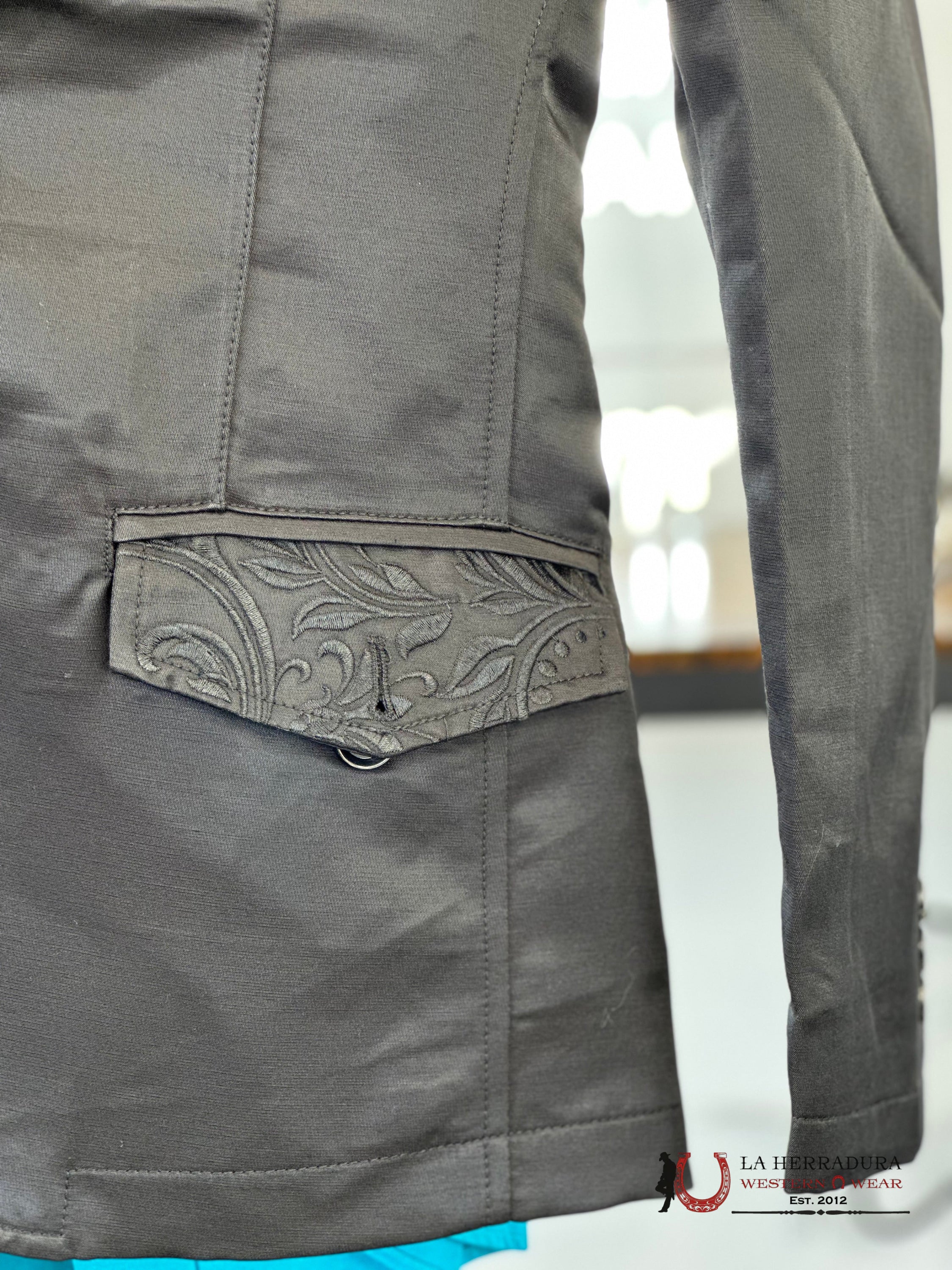 Lamasini Black On Embroidered Blazer Lam506-2847 Ropa Hombres