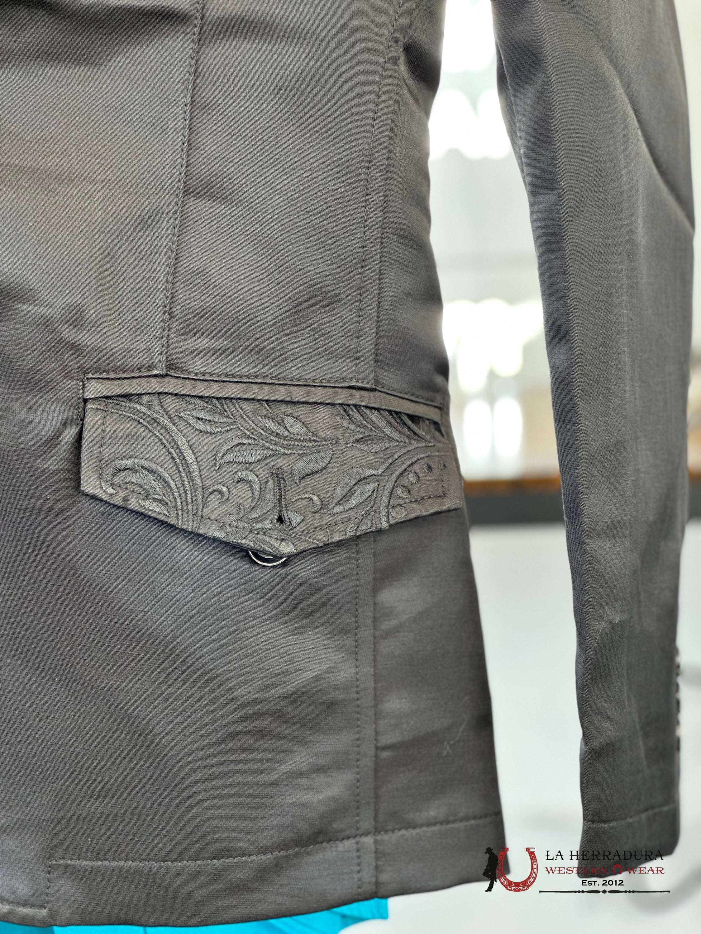 Lamasini Black On Embroidered Blazer Lam506-2847 Ropa Hombres
