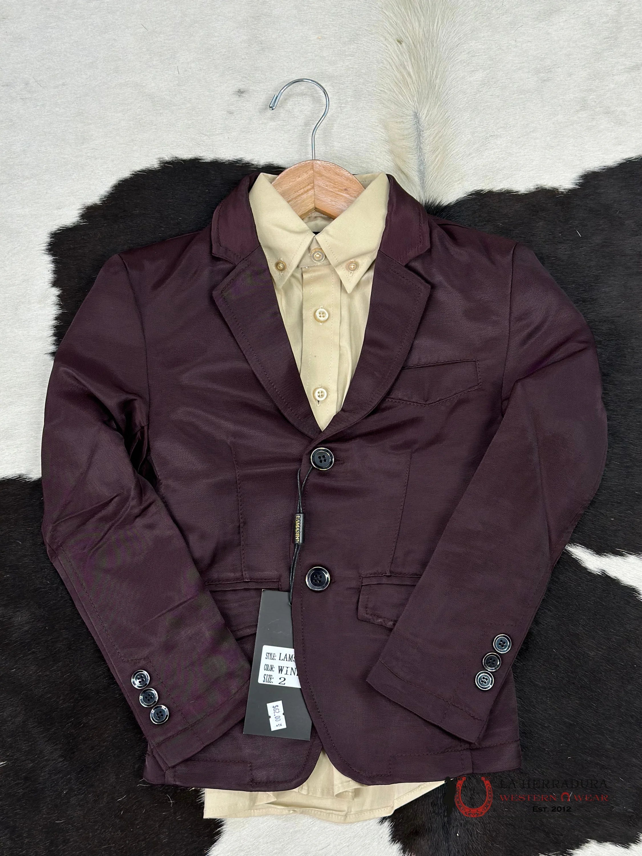 Boys Wine Smooth Liso Blazer Niños