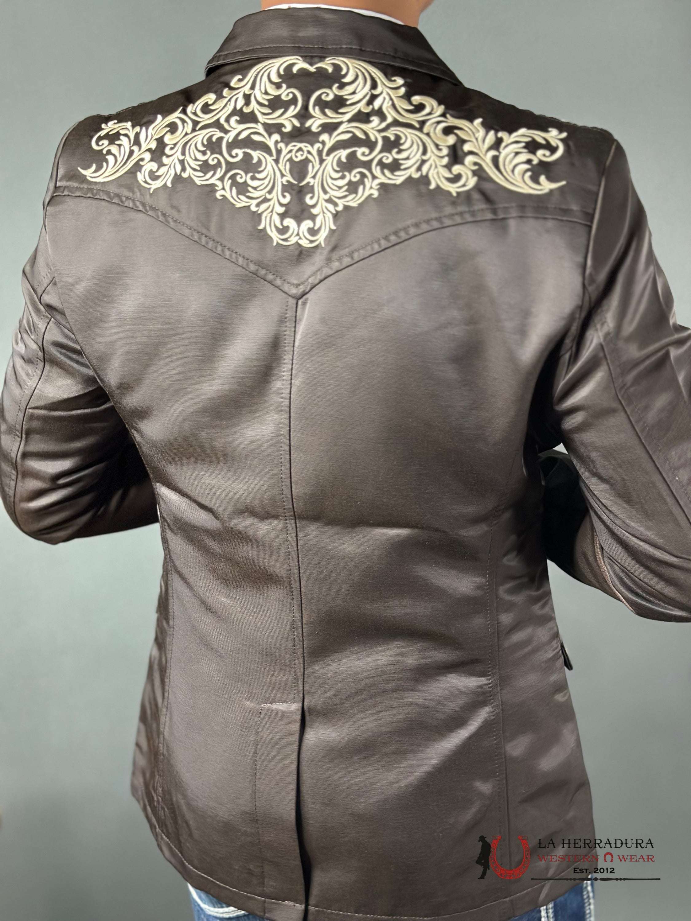 Lamasini Chocolate Embroidered Smooth Blazer Lam494 Ropa Hombres