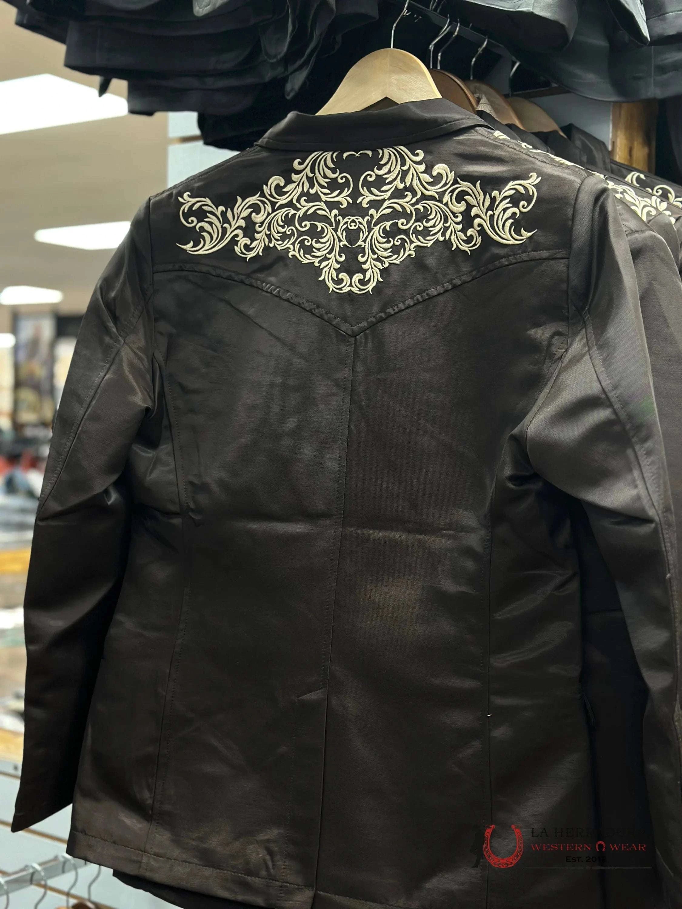 Lamasini Chocolate Embroidered Smooth Blazer Lam494 Ropa Hombres