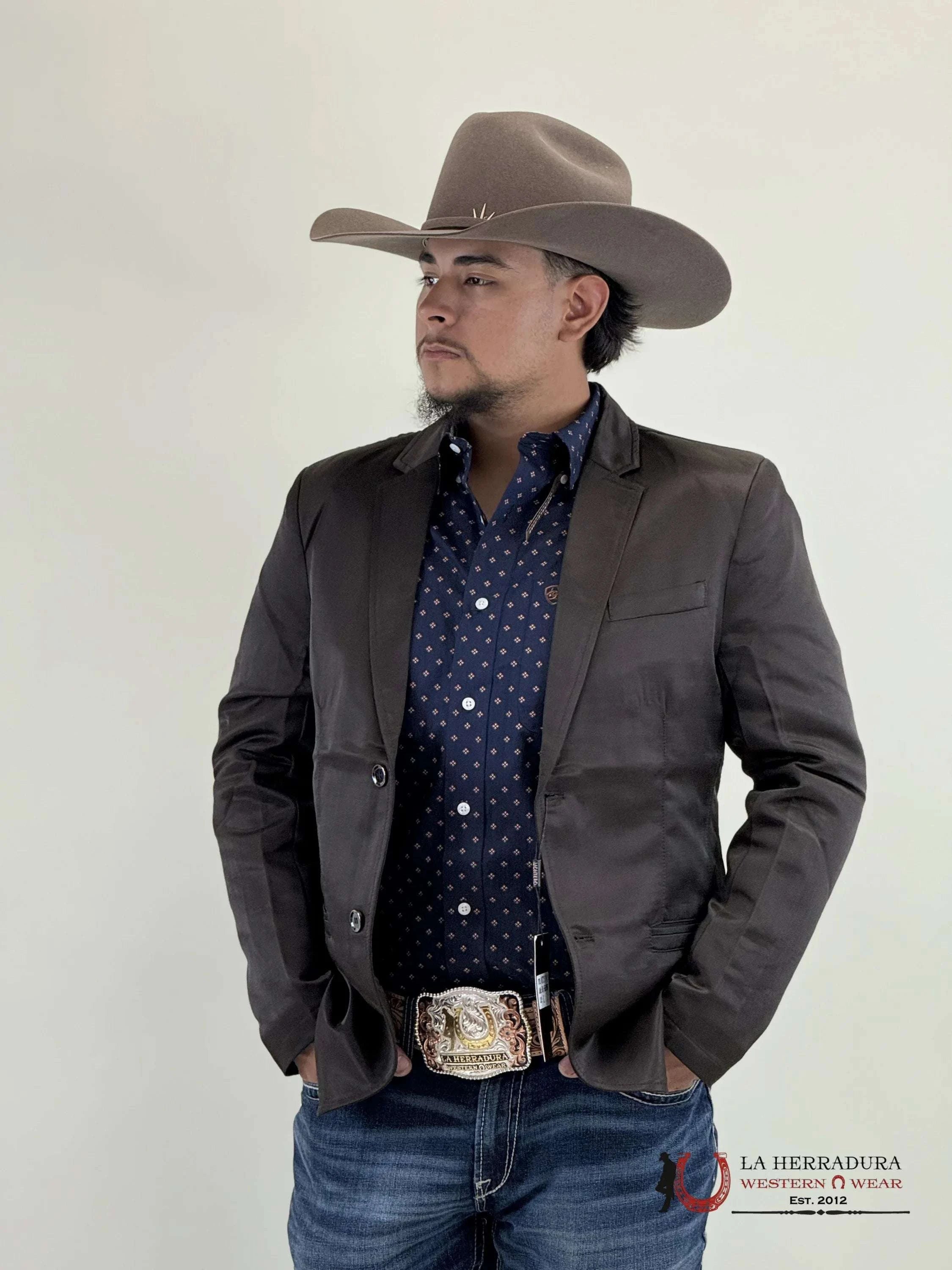 Lamasini Chocolate Smooth Liso Blazer Ropa Hombres