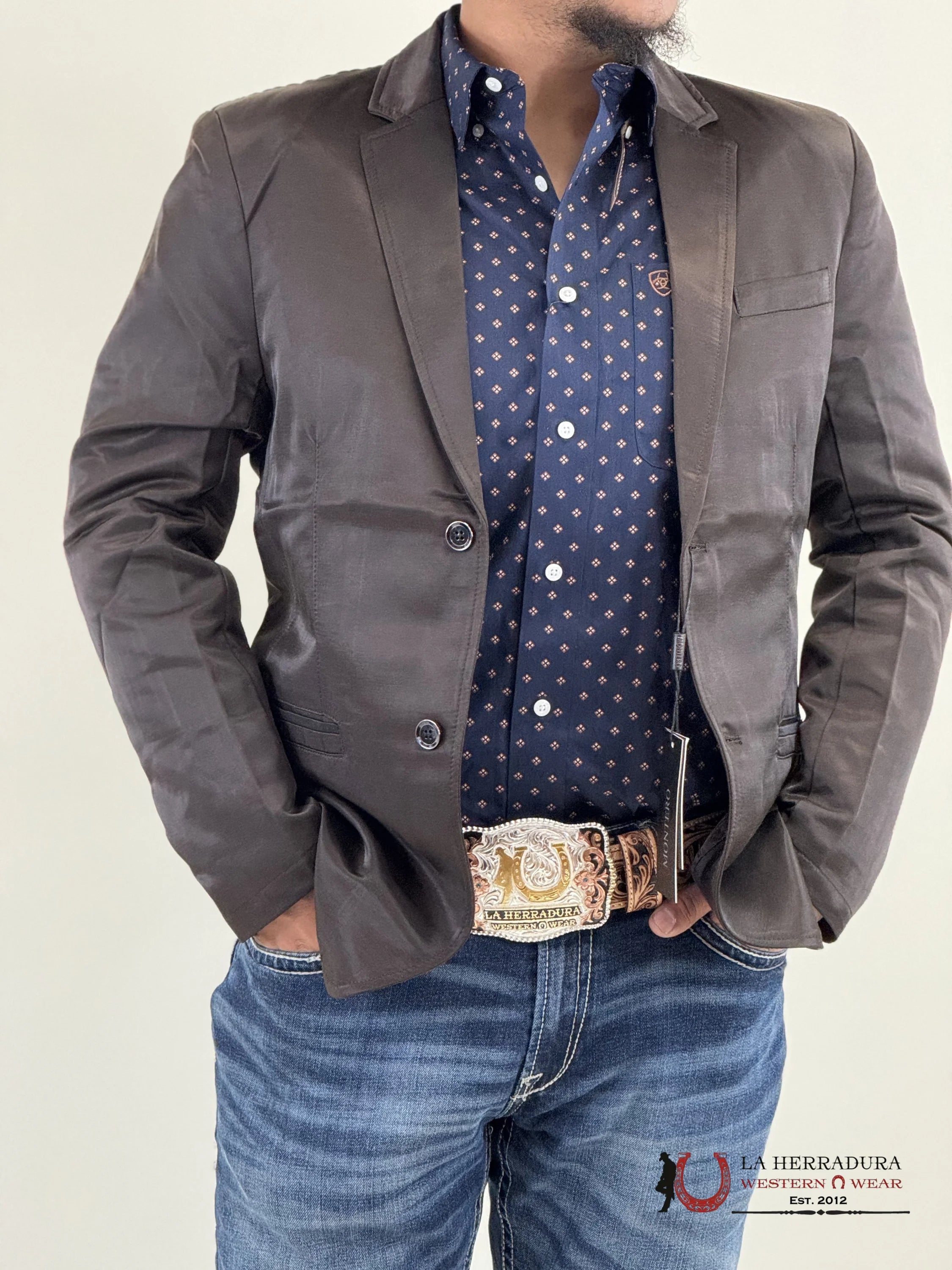 Lamasini Chocolate Smooth Liso Blazer Ropa Hombres