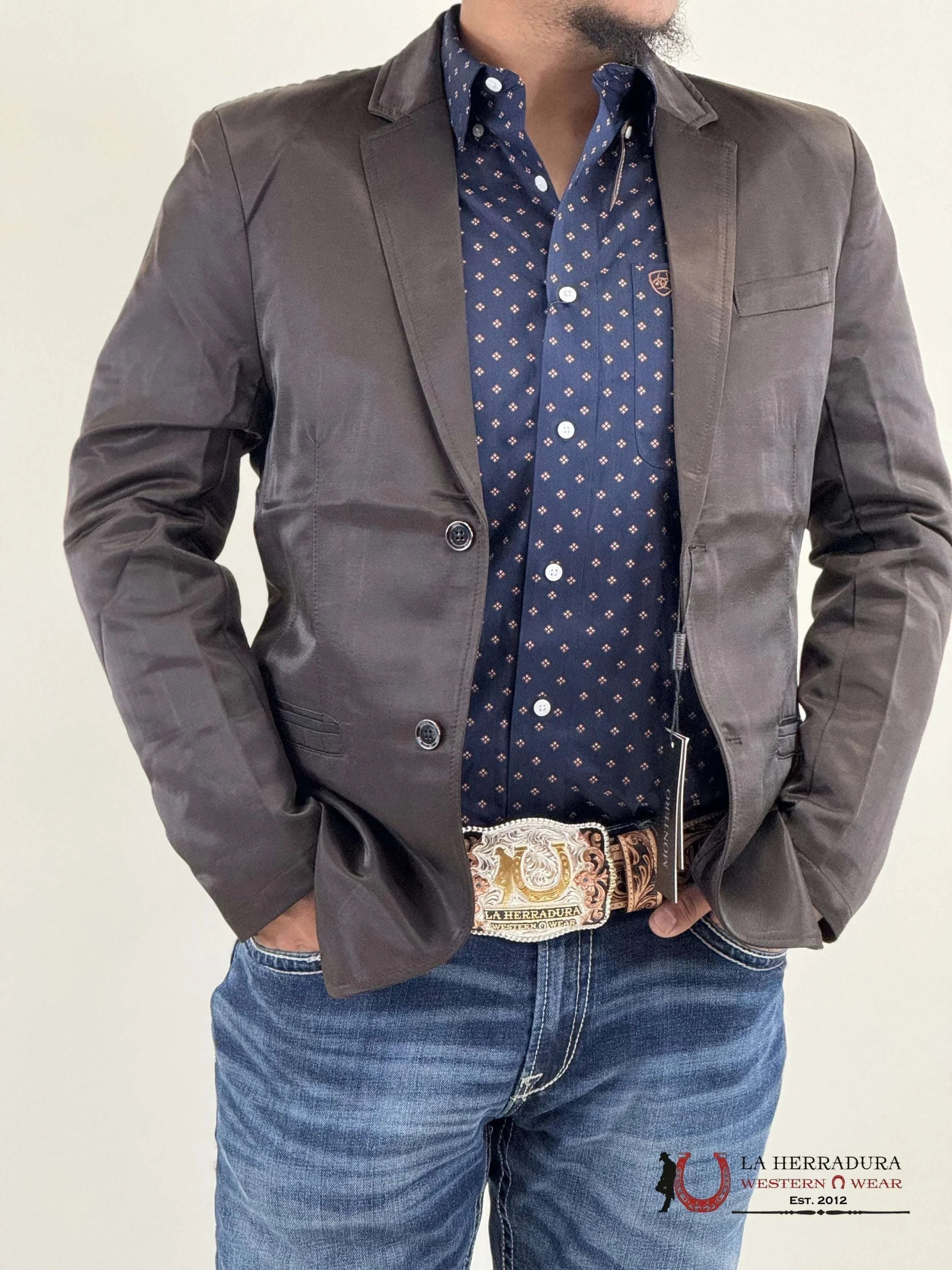 Lamasini Chocolate Smooth Liso Blazer Ropa Hombres
