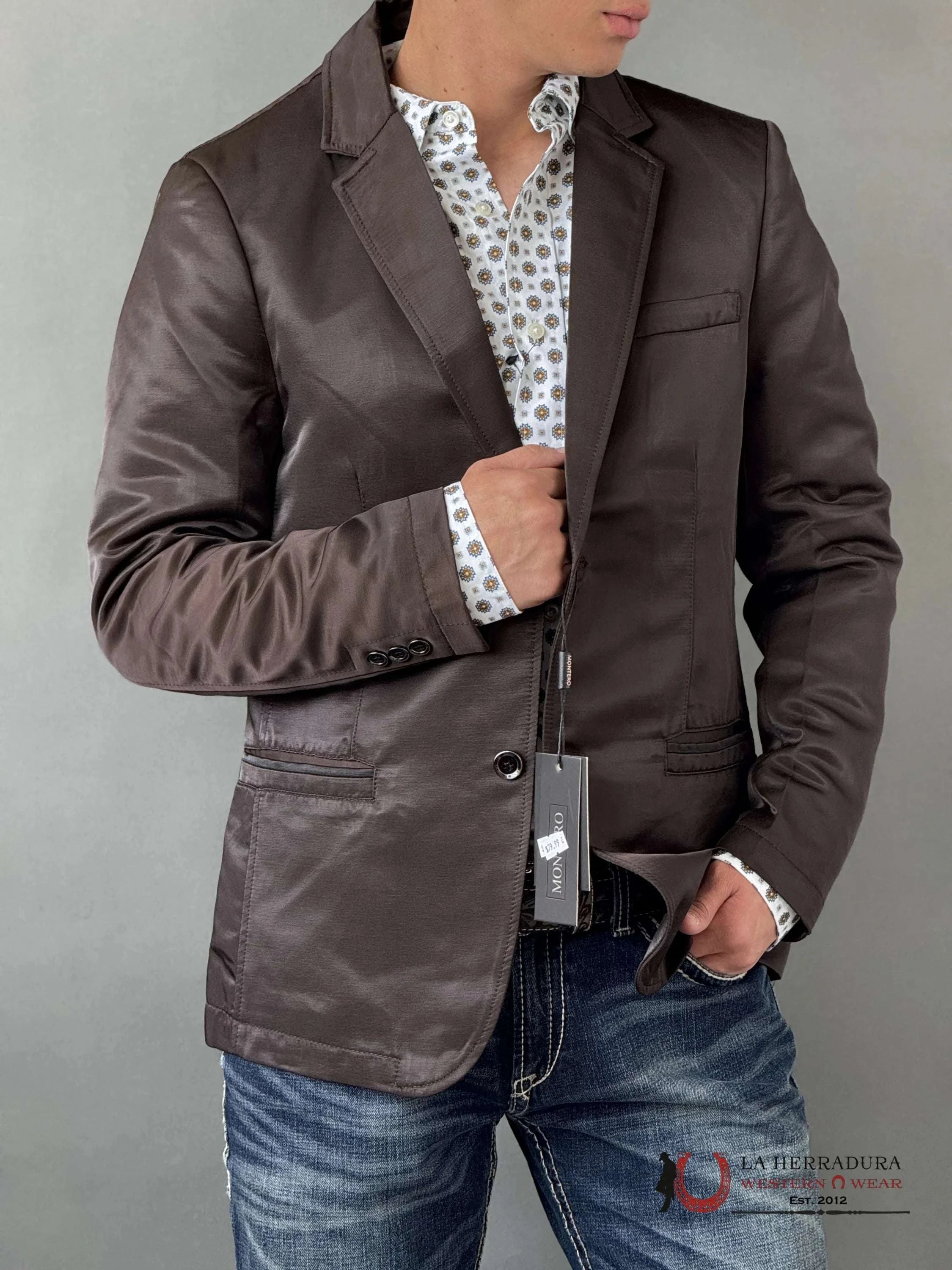 Lamasini Chocolate Smooth Liso Blazer Ropa Hombres