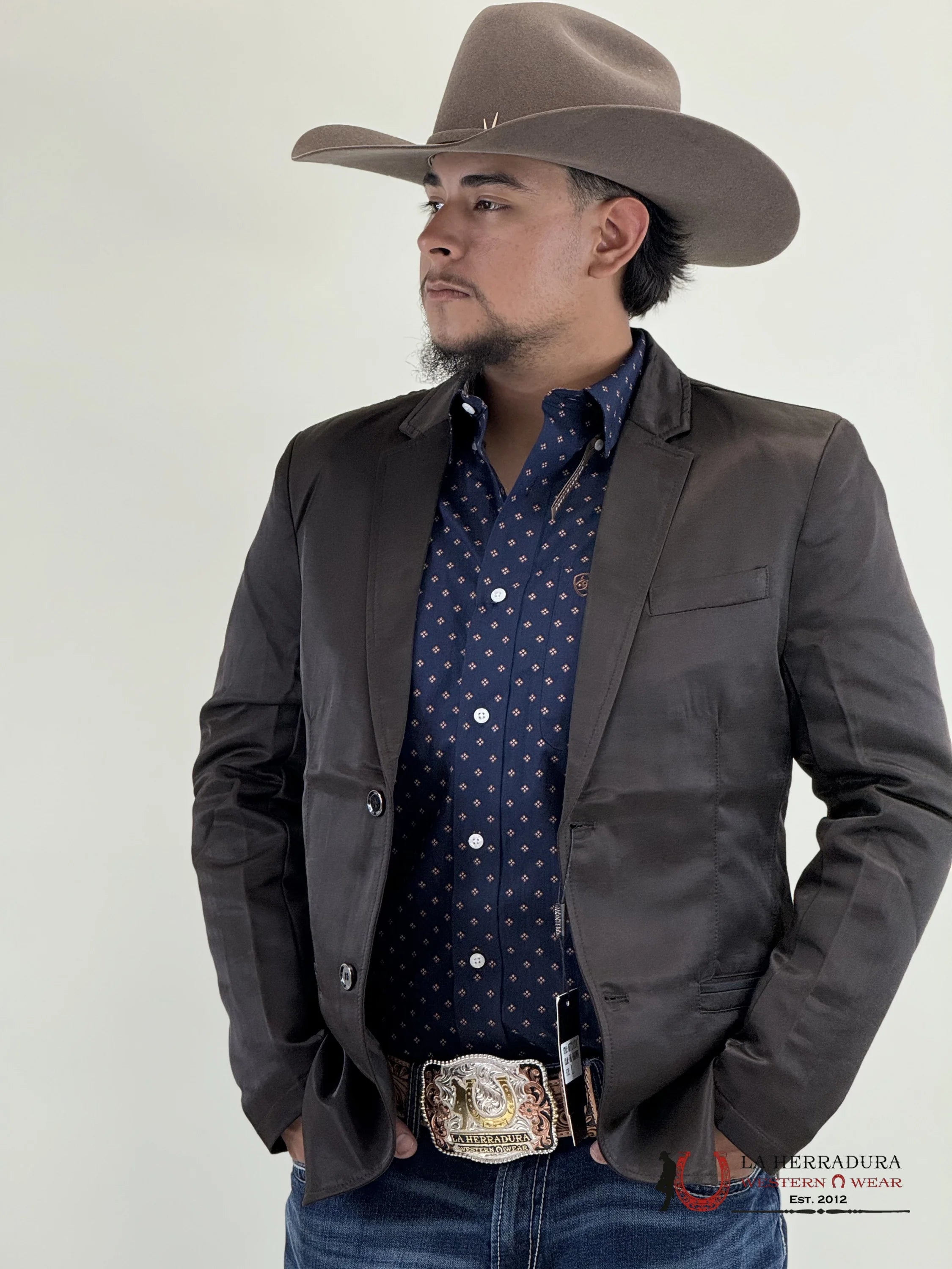 Lamasini Chocolate Smooth Liso Blazer Ropa Hombres