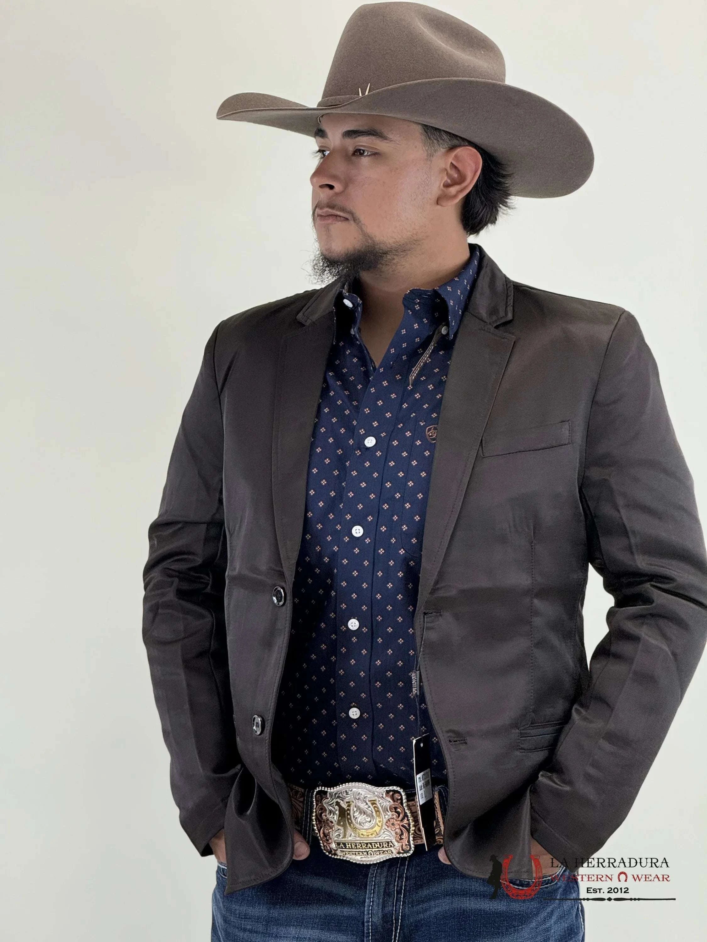 Lamasini Chocolate Smooth Liso Blazer Ropa Hombres