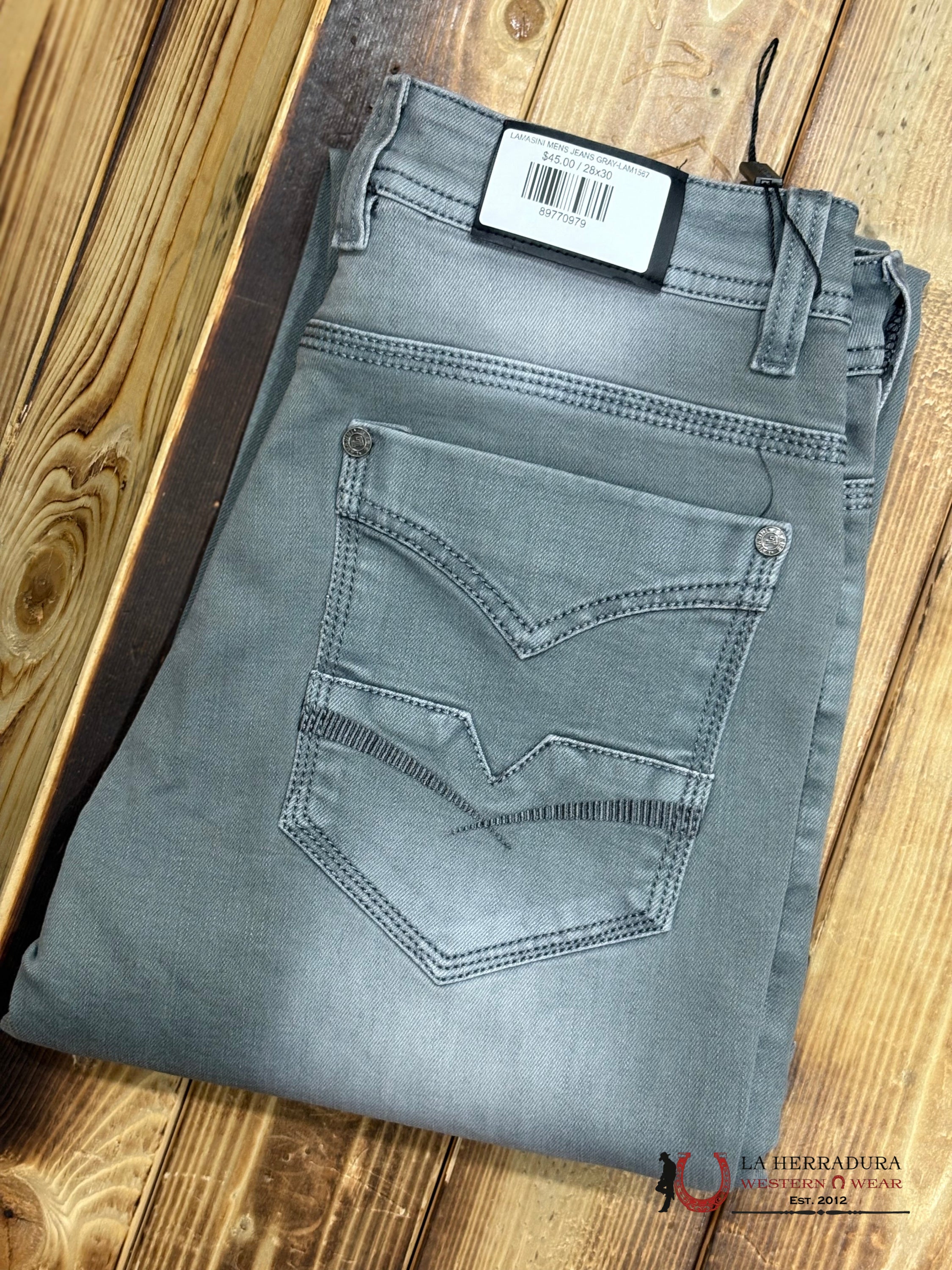 LAMASINI MENS JEANS GRAY-LAM1567 ROPA HOMBRES