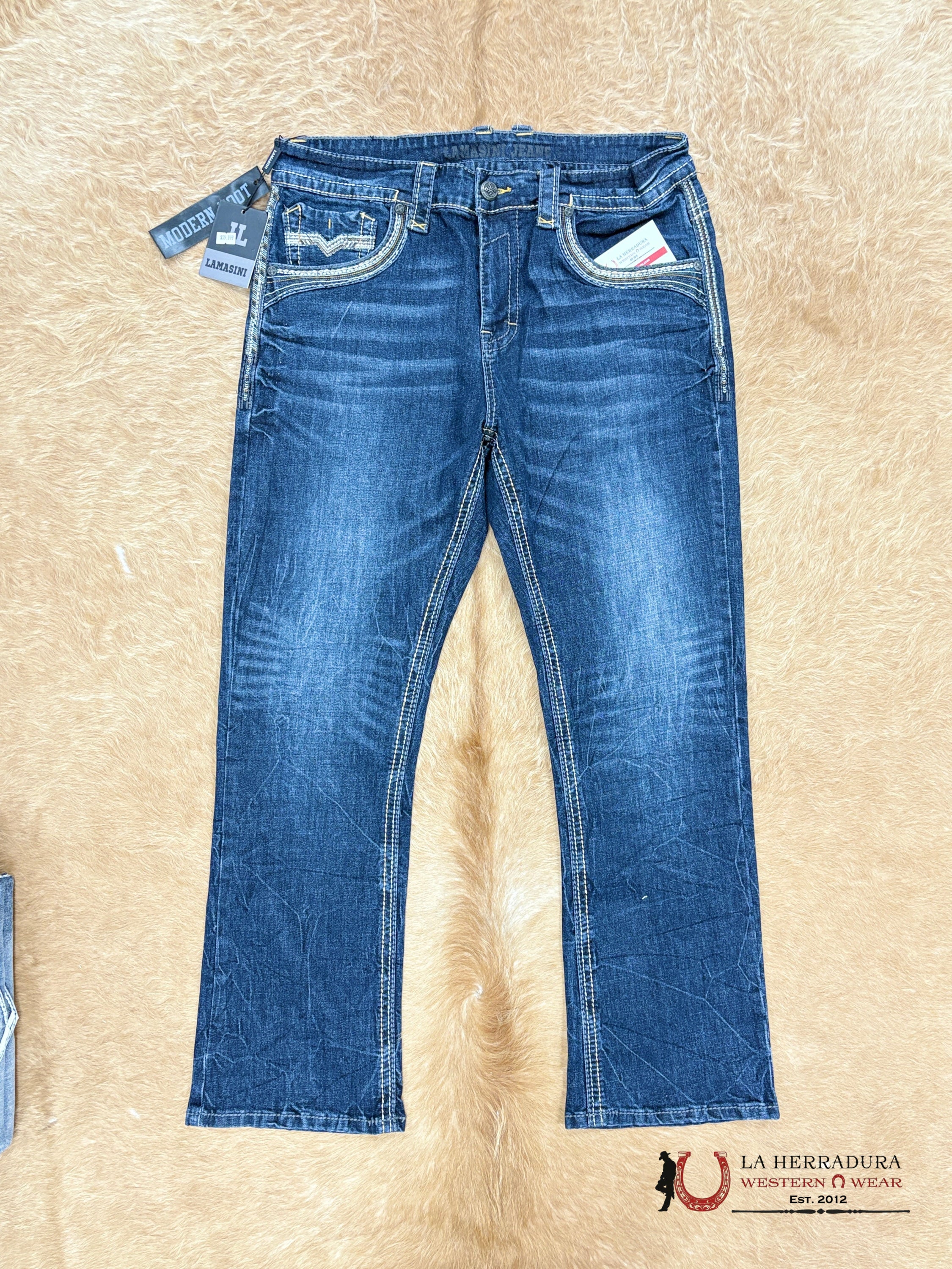 LAMASINI MENS JEANS MODERN BOOT CUT- LAM1861 ROPA HOMBRES