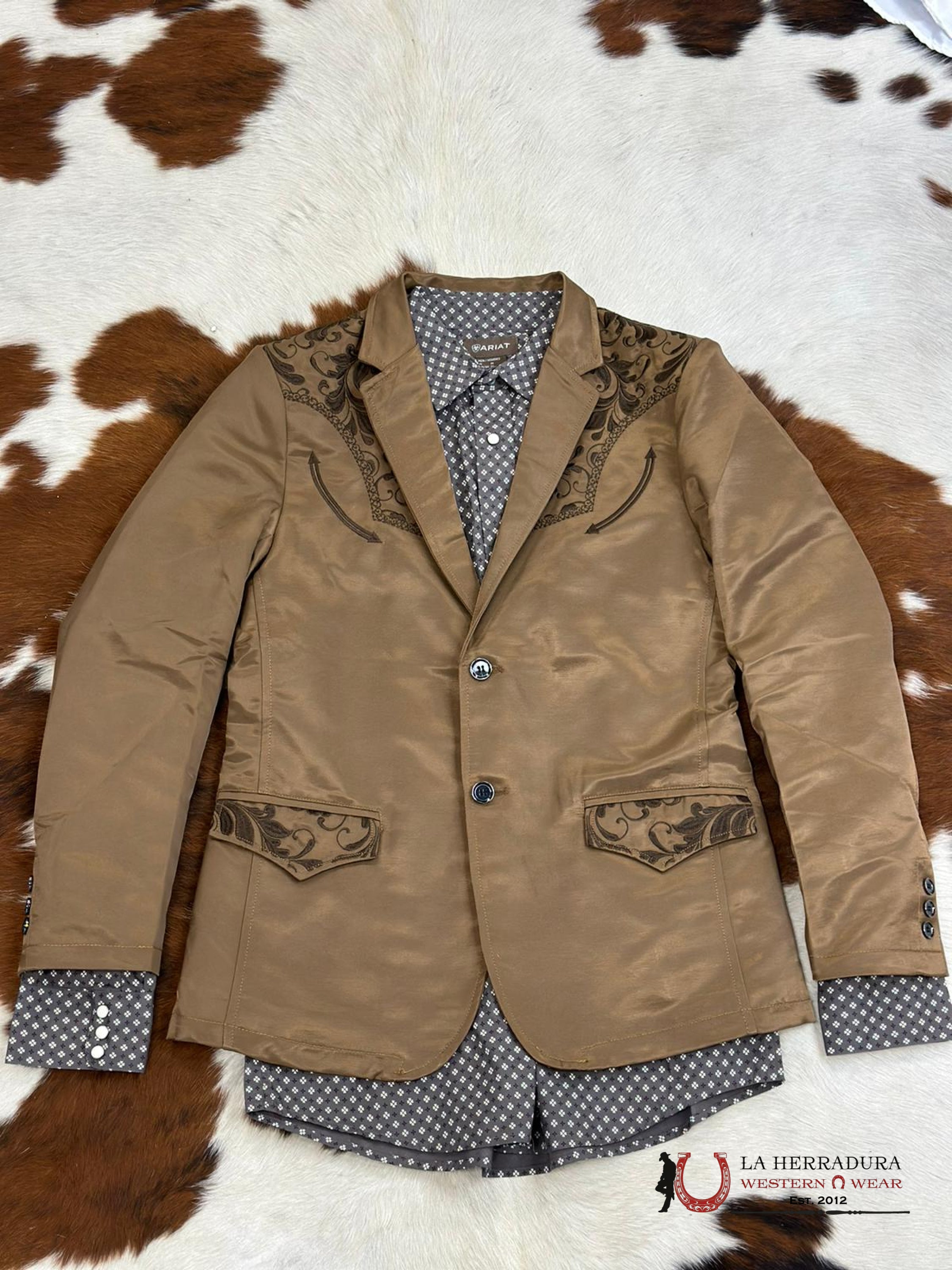 Lamasini Mustard Embroidered Smooth Blazer Lam505-2149 Ropa Hombres