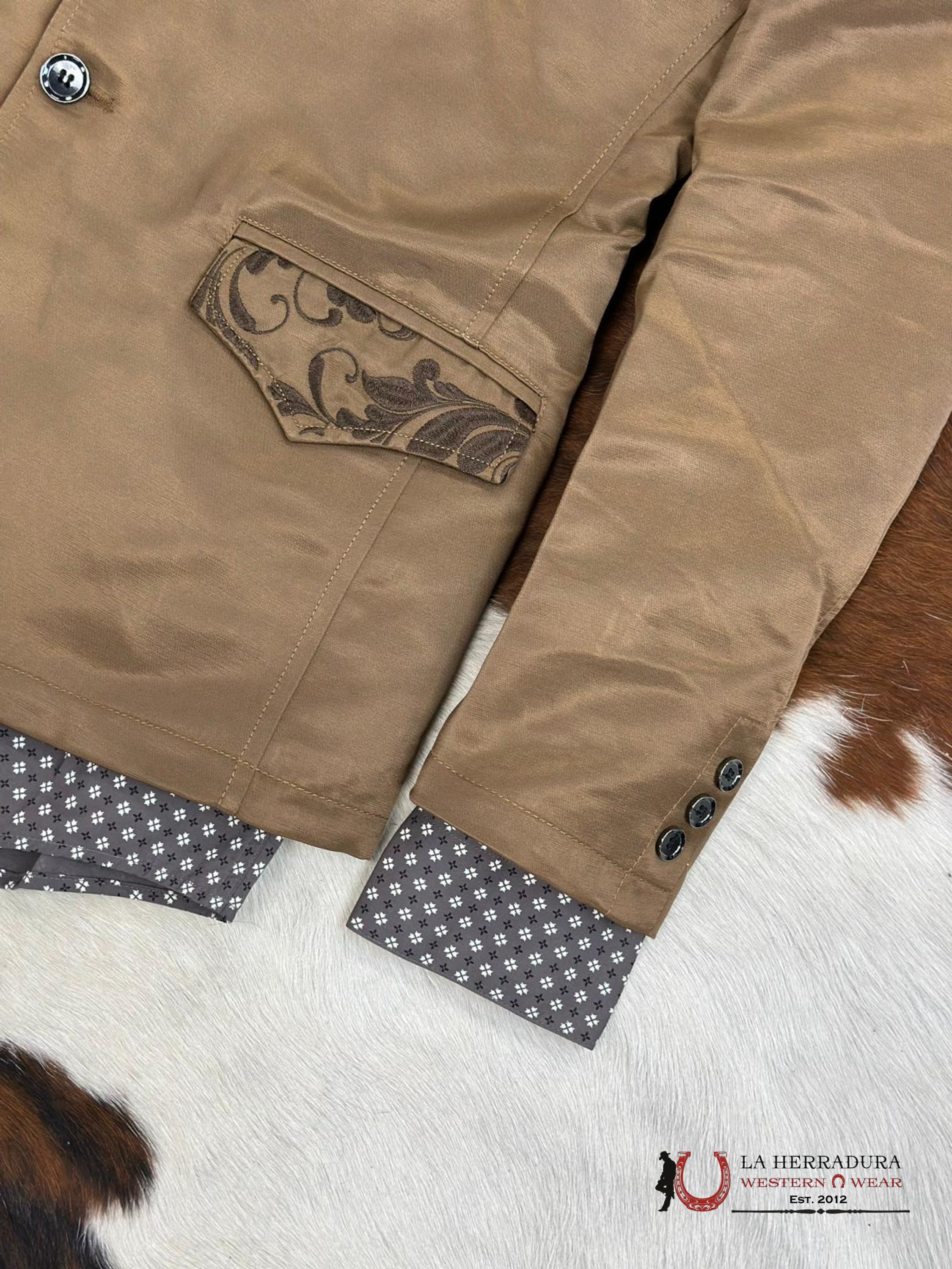 Lamasini Mustard Embroidered Smooth Blazer Lam505-2149 Ropa Hombres